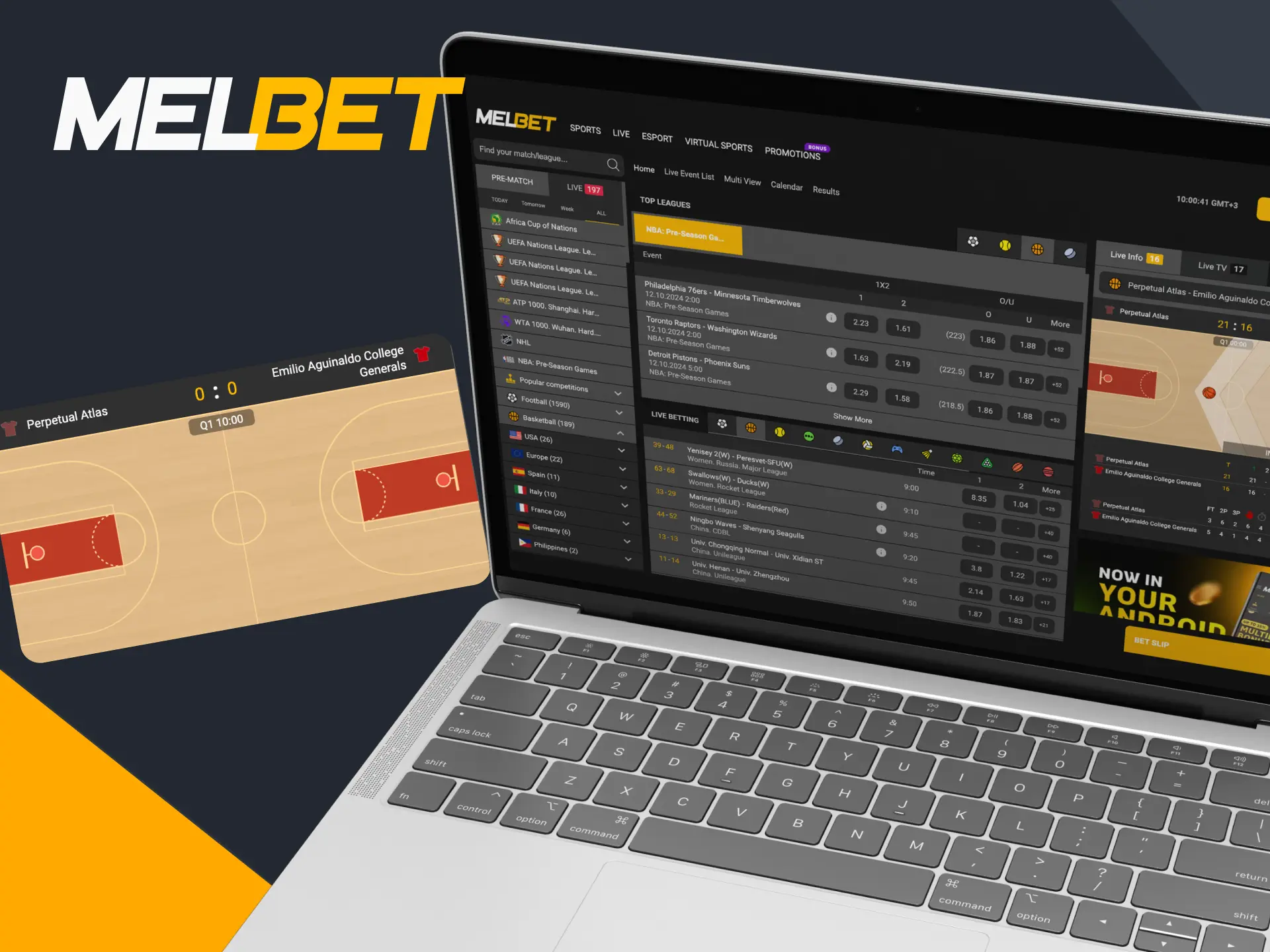 The Melbet platform offers many basketball tournaments for its players to bet on.