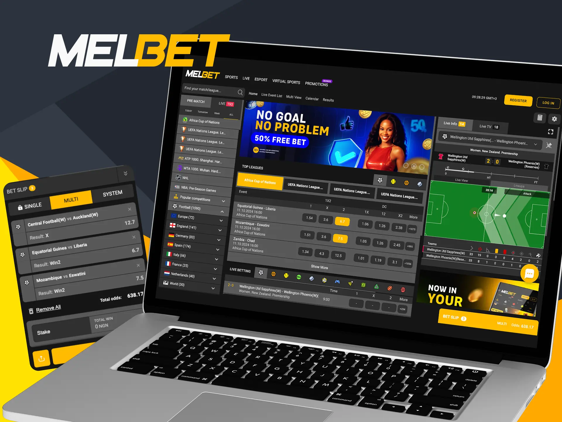 Melbet offers various types of soccer betting including handicaps, over/under goals and many other options.