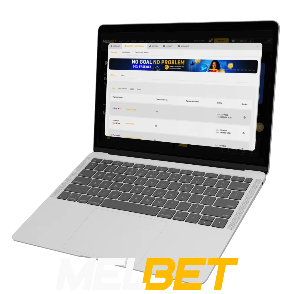 Payment methods for deposits and withdrawals on Melbet website.