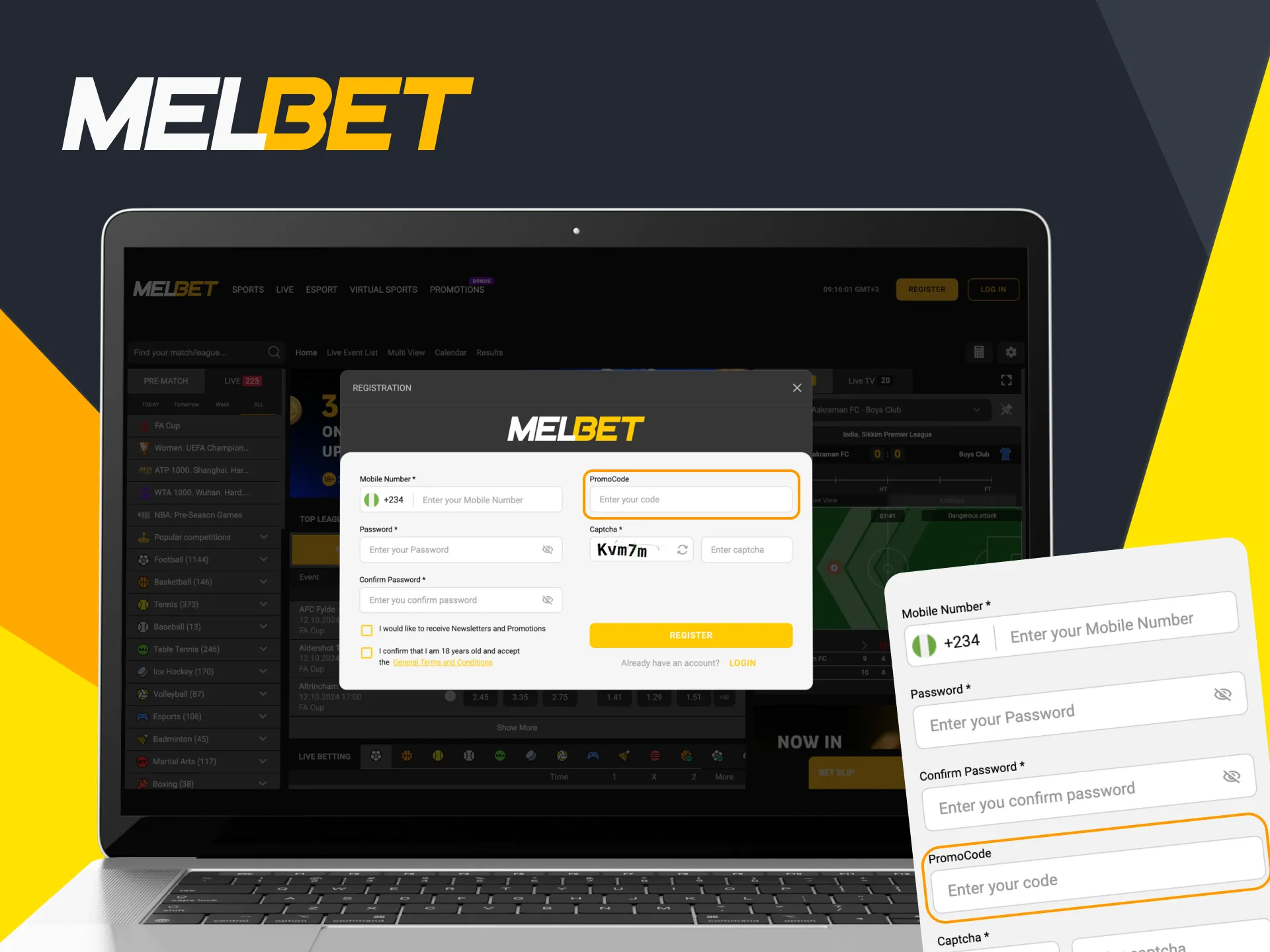 Instructions on how to use Melbet promo code.