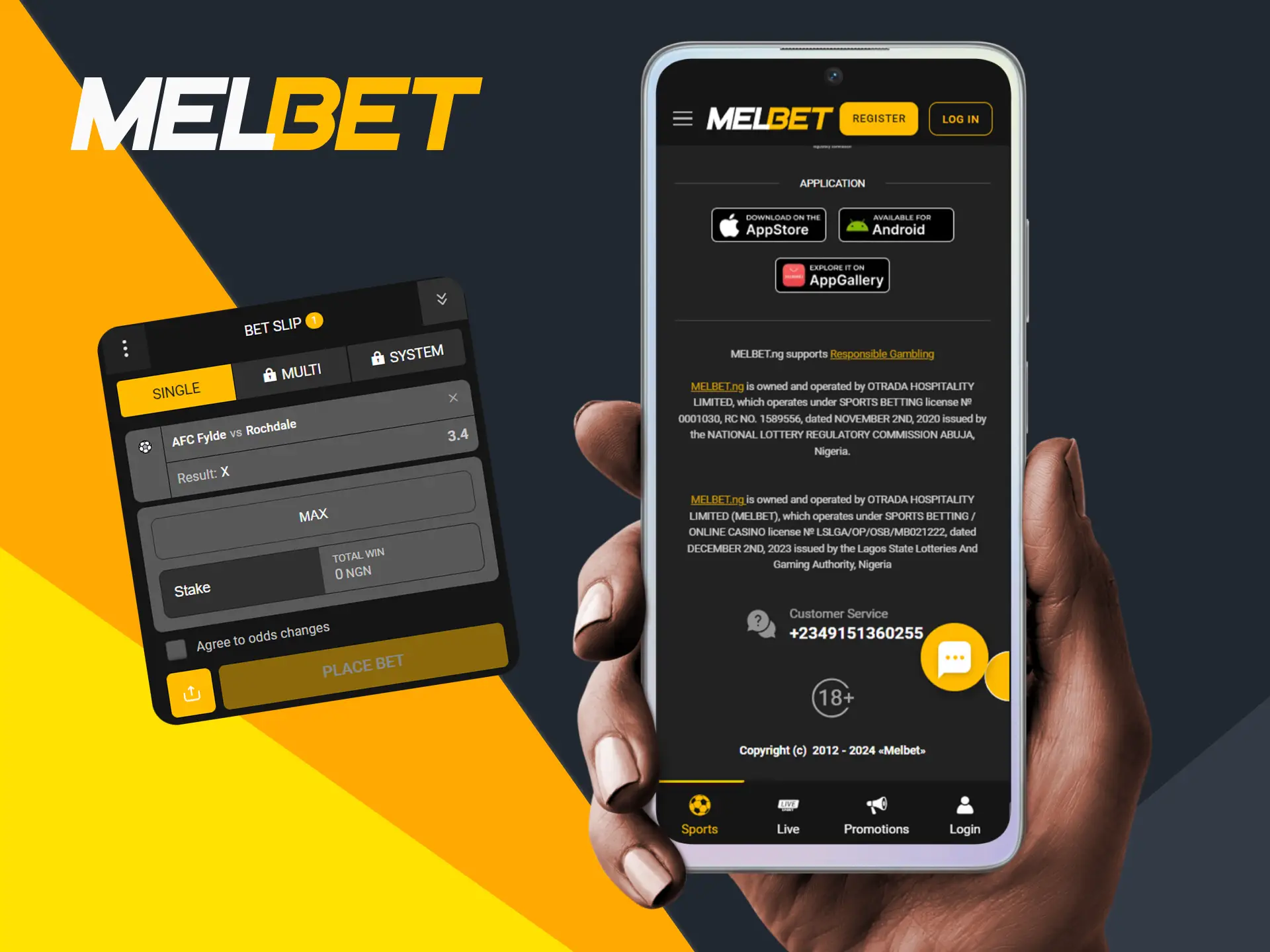 Download the Melbet app to bet directly from your phone.