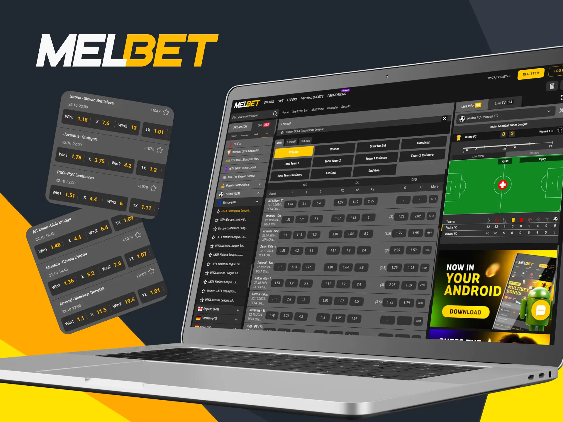 Users can bet on football on the Melbet website.