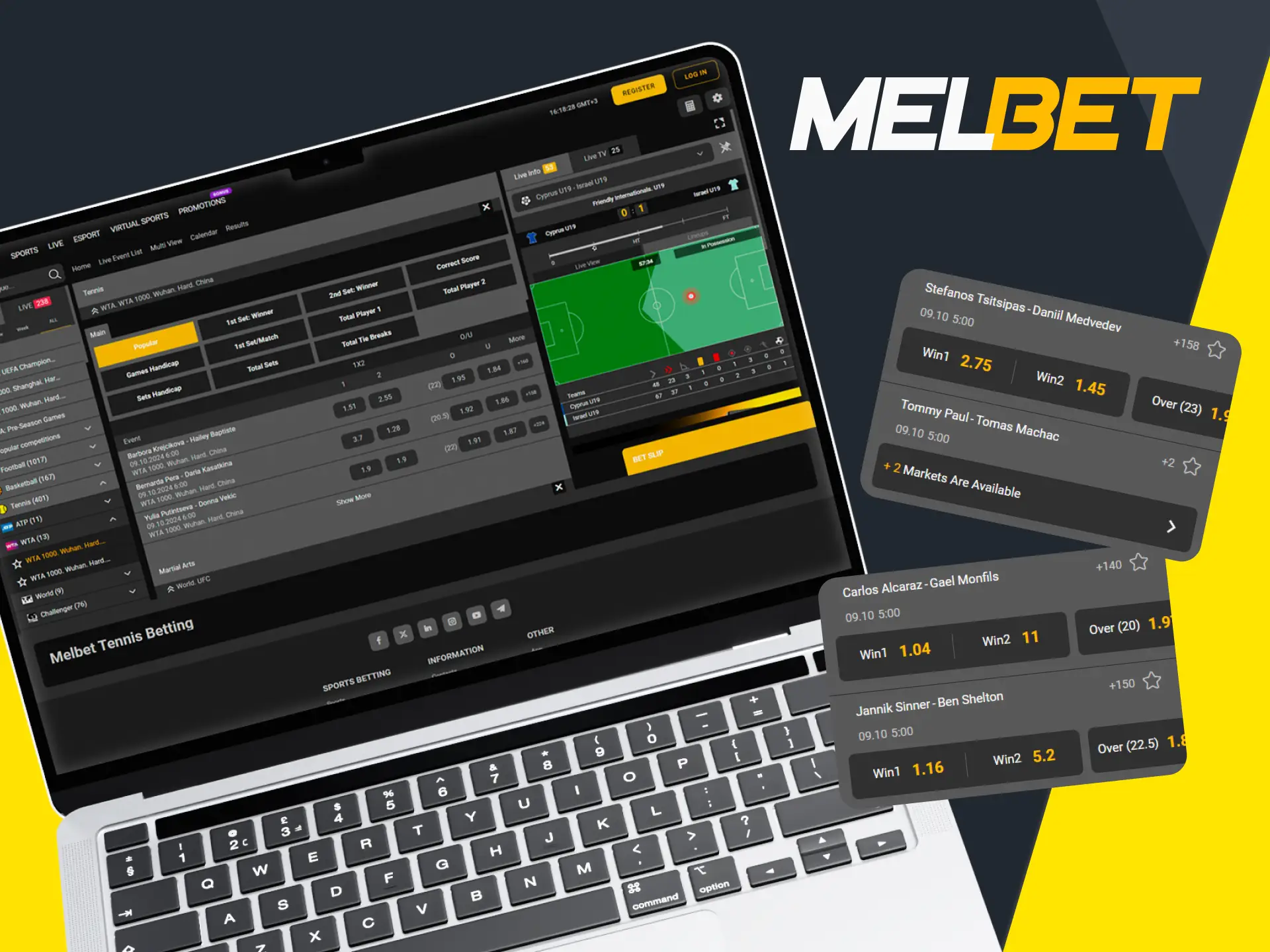 Sign up at Melbet to bet on tennis.