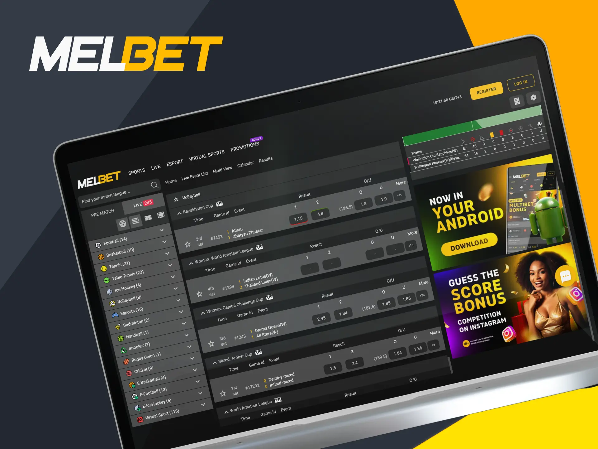 Melbet users can watch matches live on the site, making it easy to follow the action.