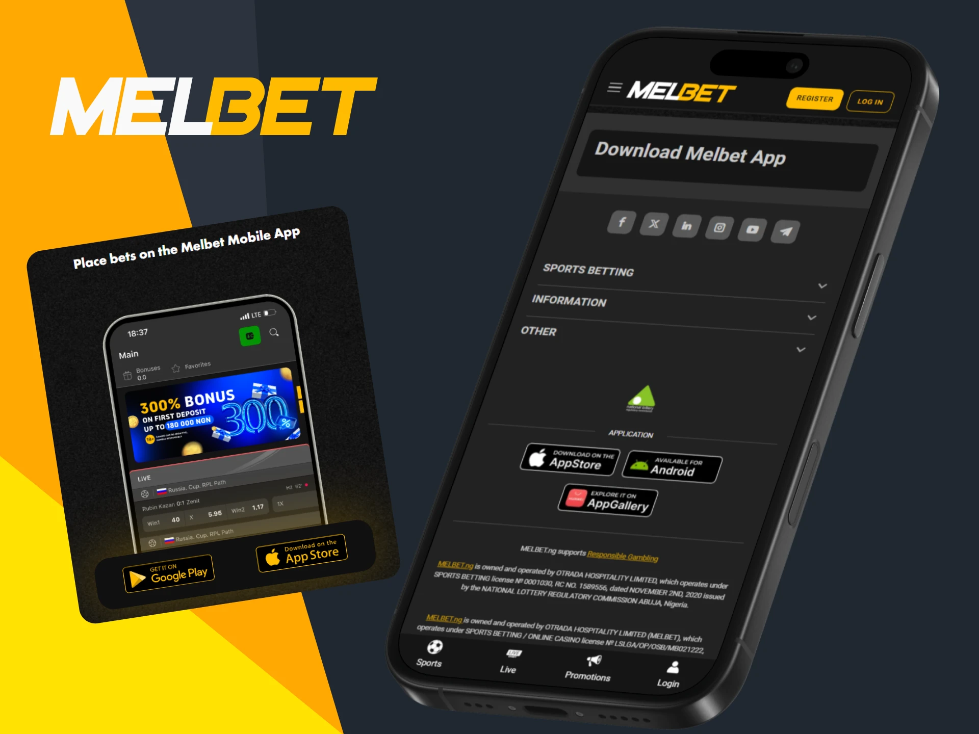 Install the Melbet app and start betting on American football.