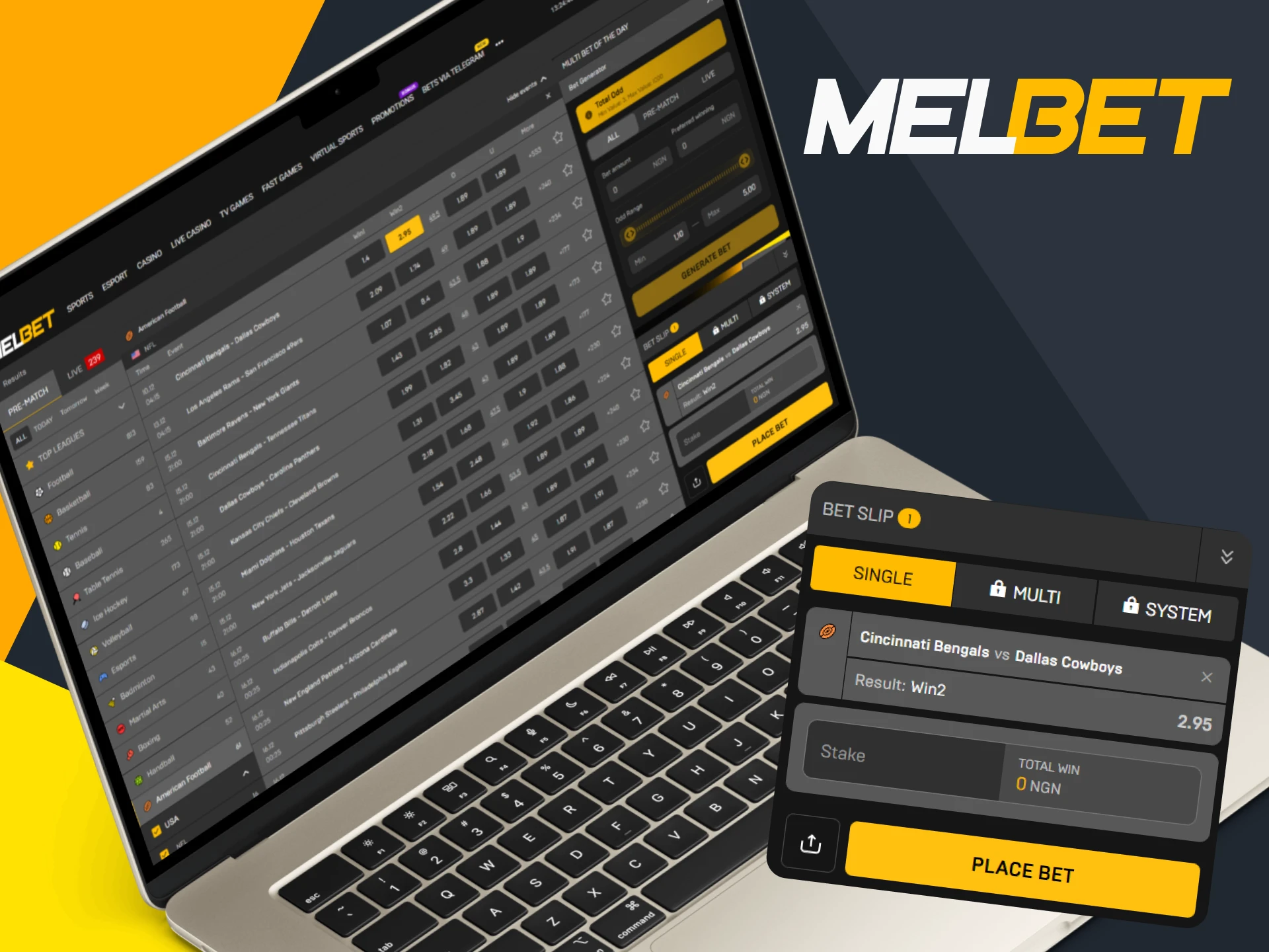 Learn how to bet on American football at Melbet.