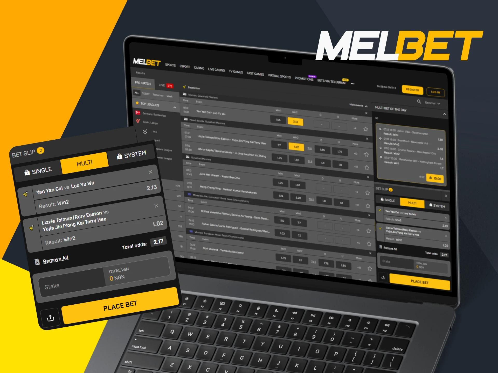 Create an account on Melbet, make a deposit and start betting on badminton.