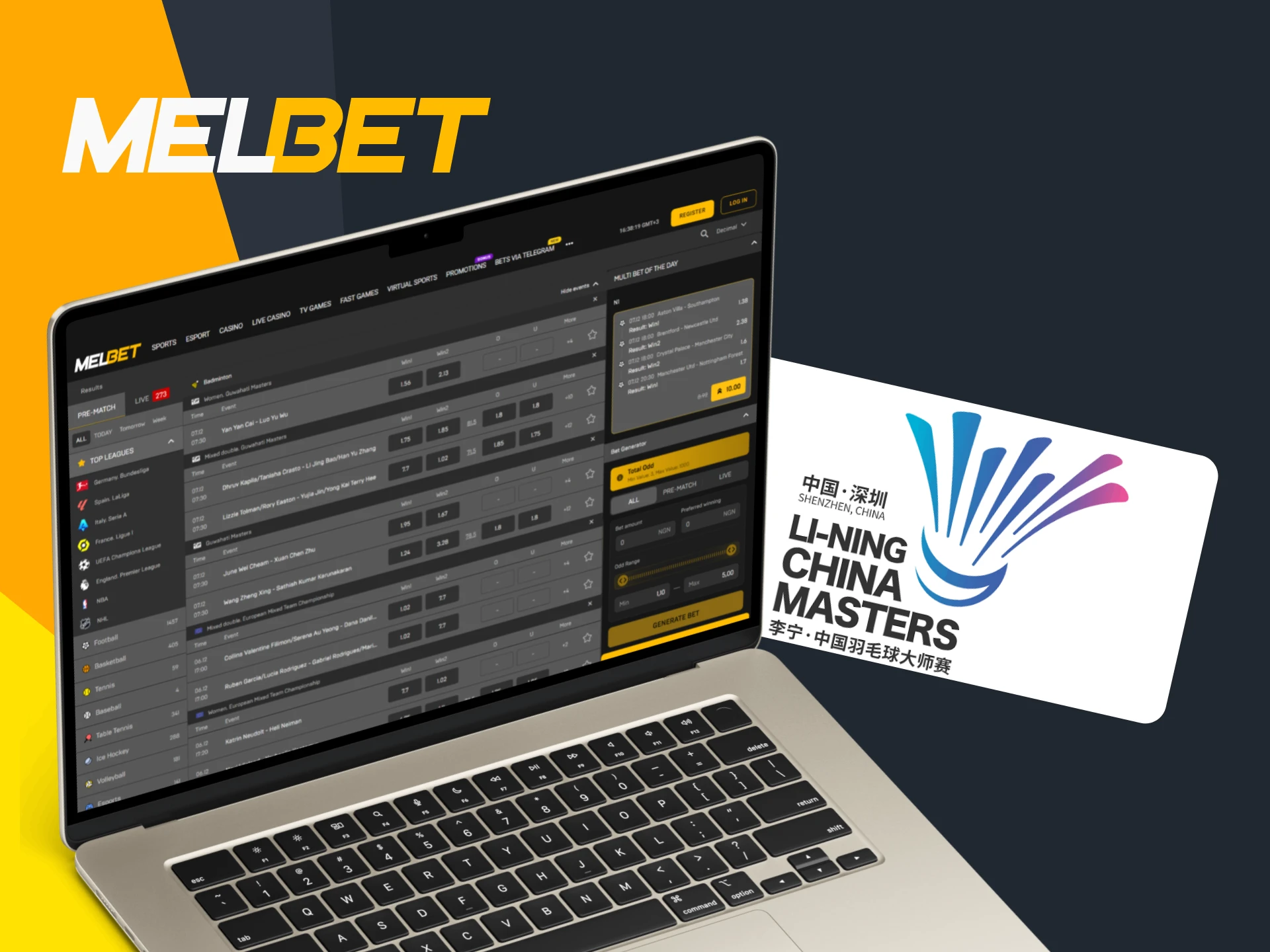 Place bets on various badminton tournaments at Melbet.