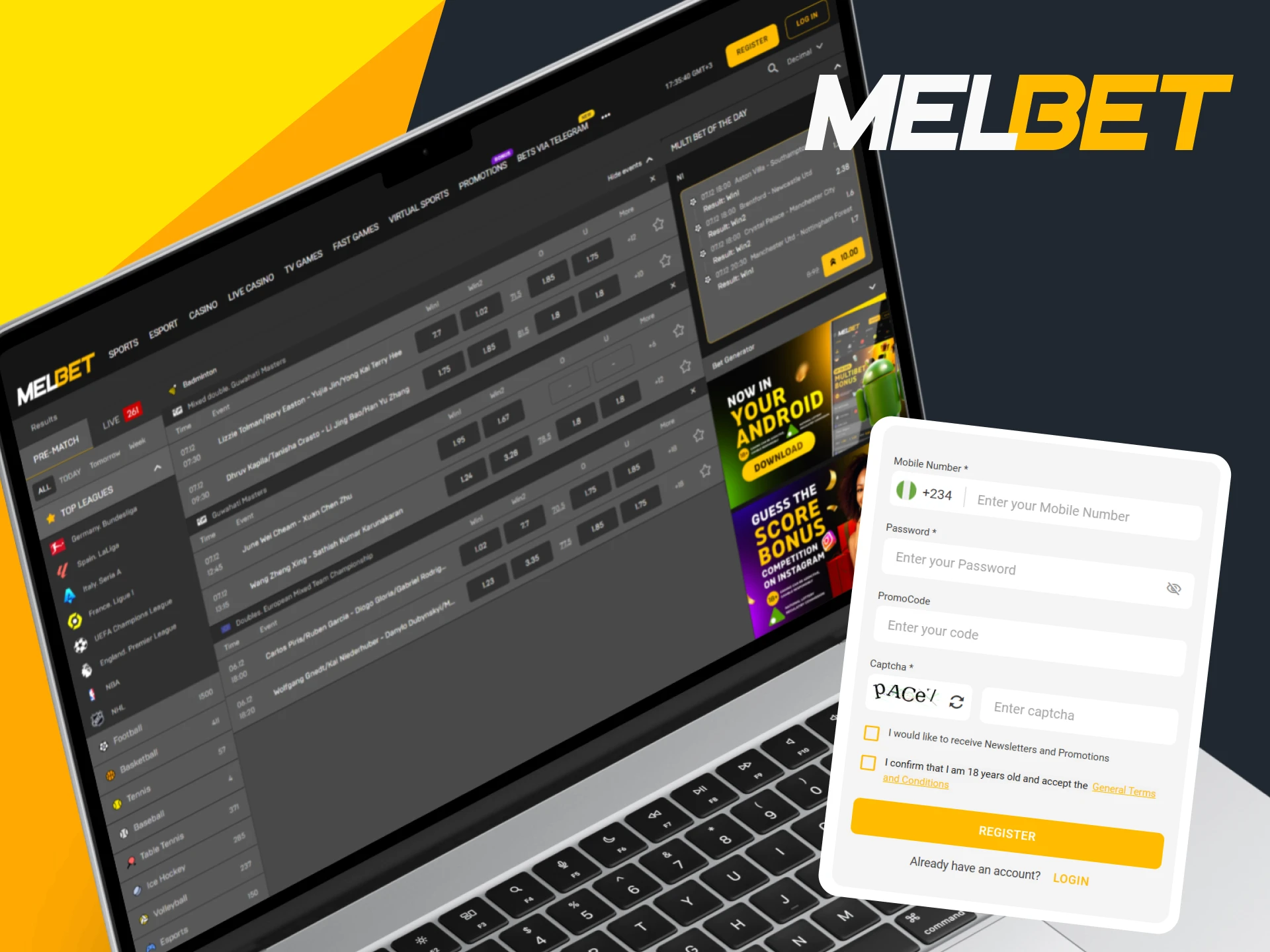 Sign up for Melbet to bet on badminton.