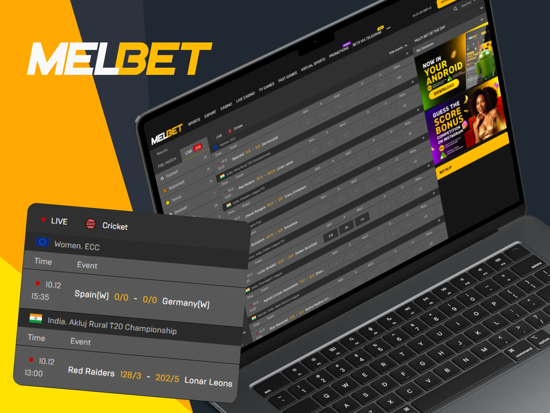 Melbet offers a live betting feature on cricket matches.