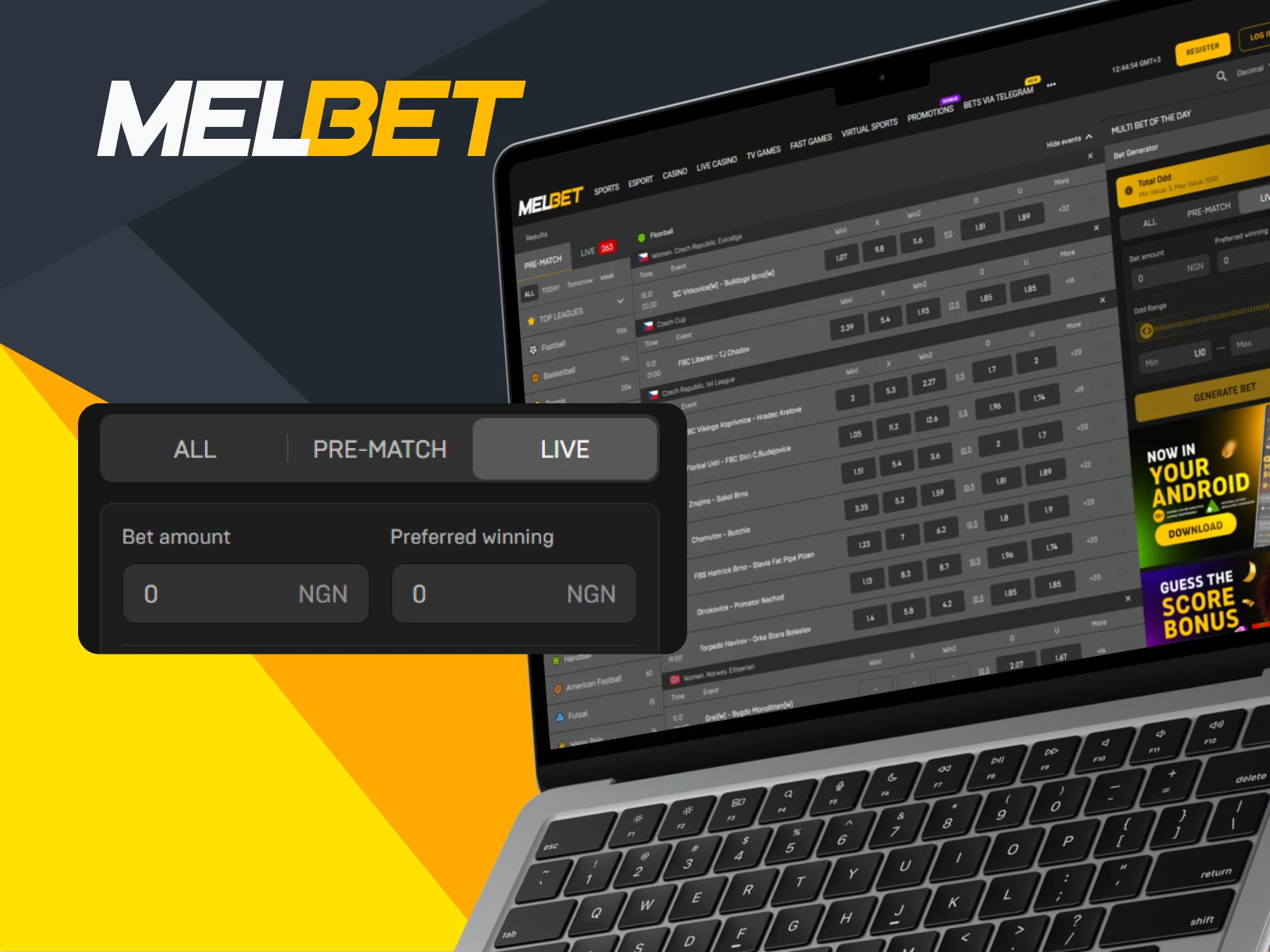 Place bets on floorball in real time at Melbet.