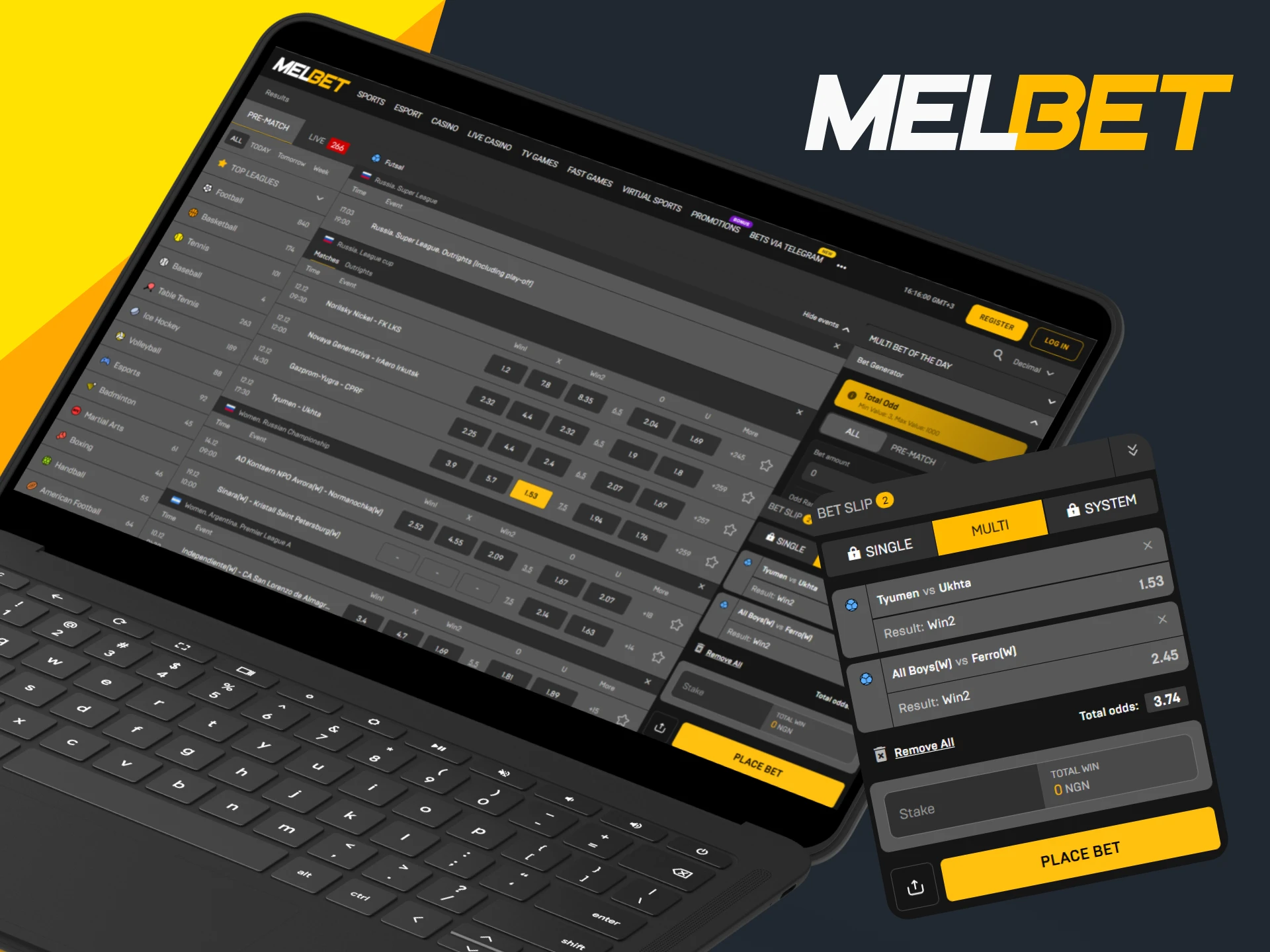 Create an account and place bets on futsal at Melbet.