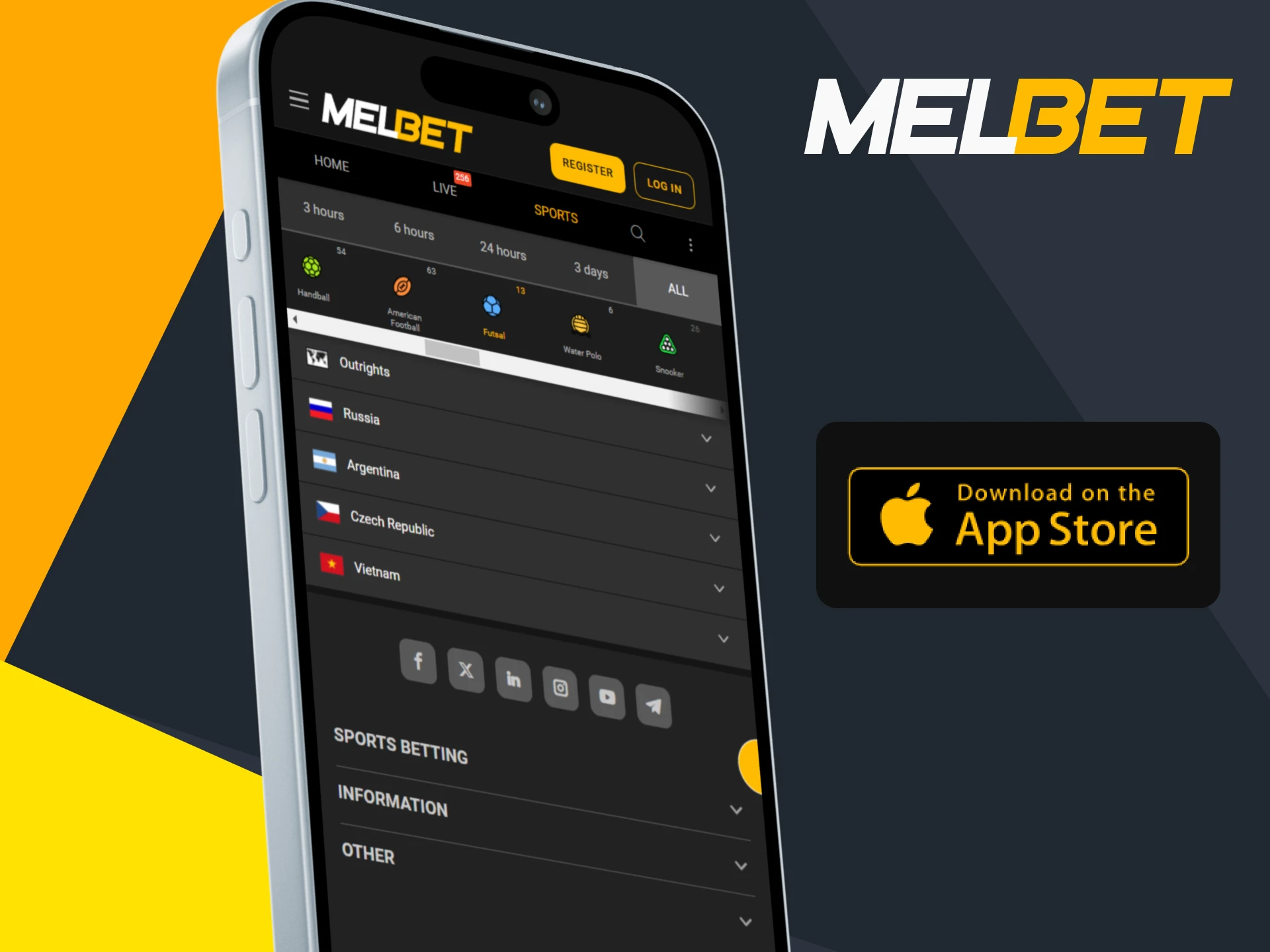 Melbet provides an application for iOS.