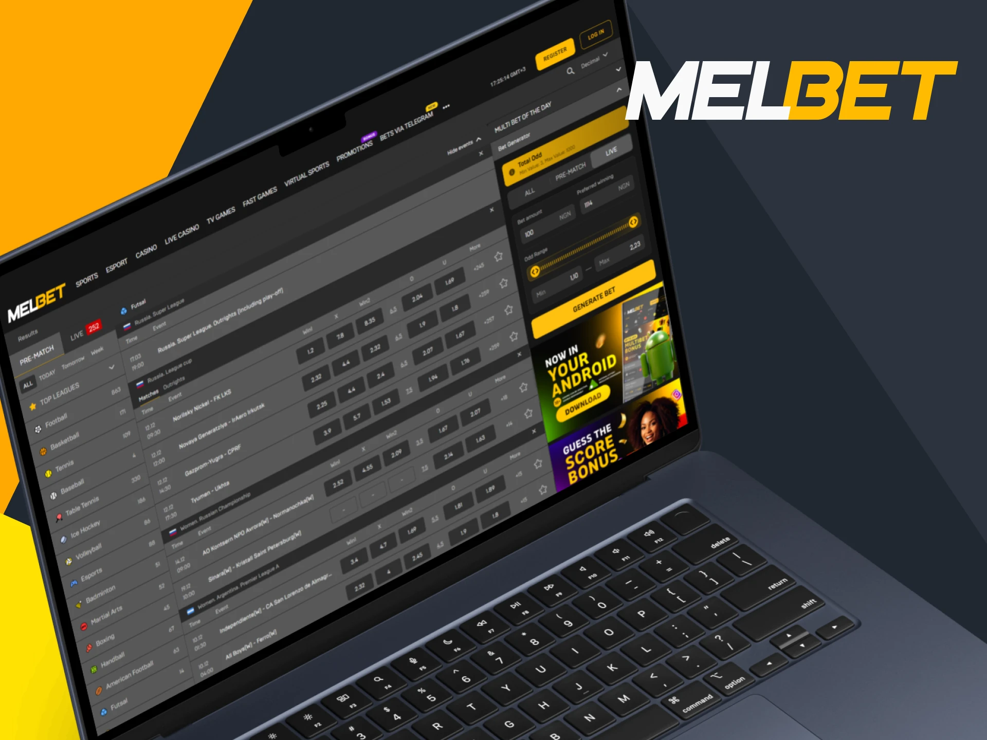 Use the live betting option to place bets on futsal at Melbet.