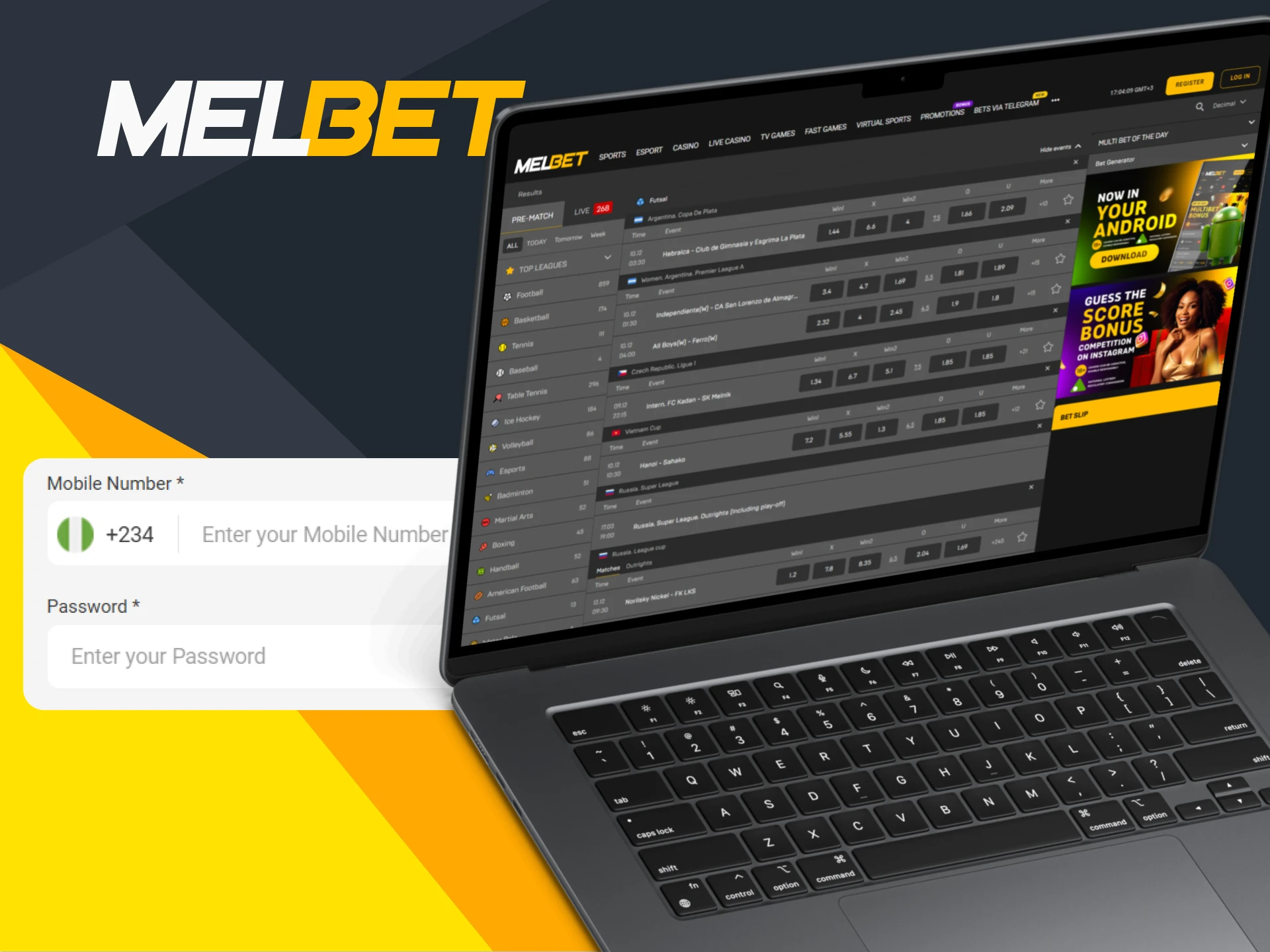 Register on Melbet to place bets on futsal.