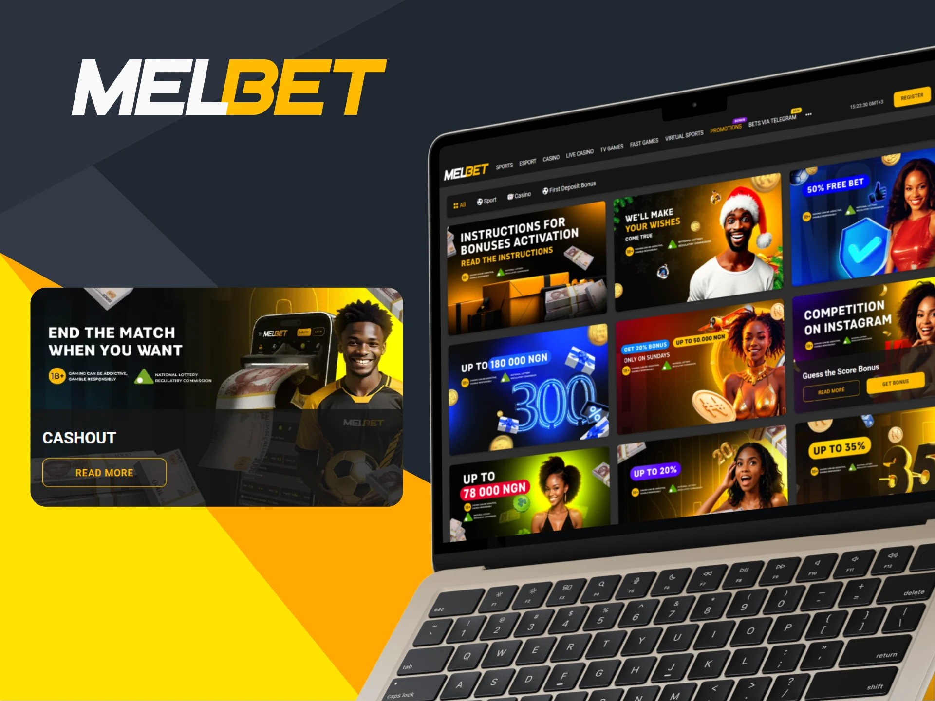 Among other bonuses, Melbet offers a cashout feature.