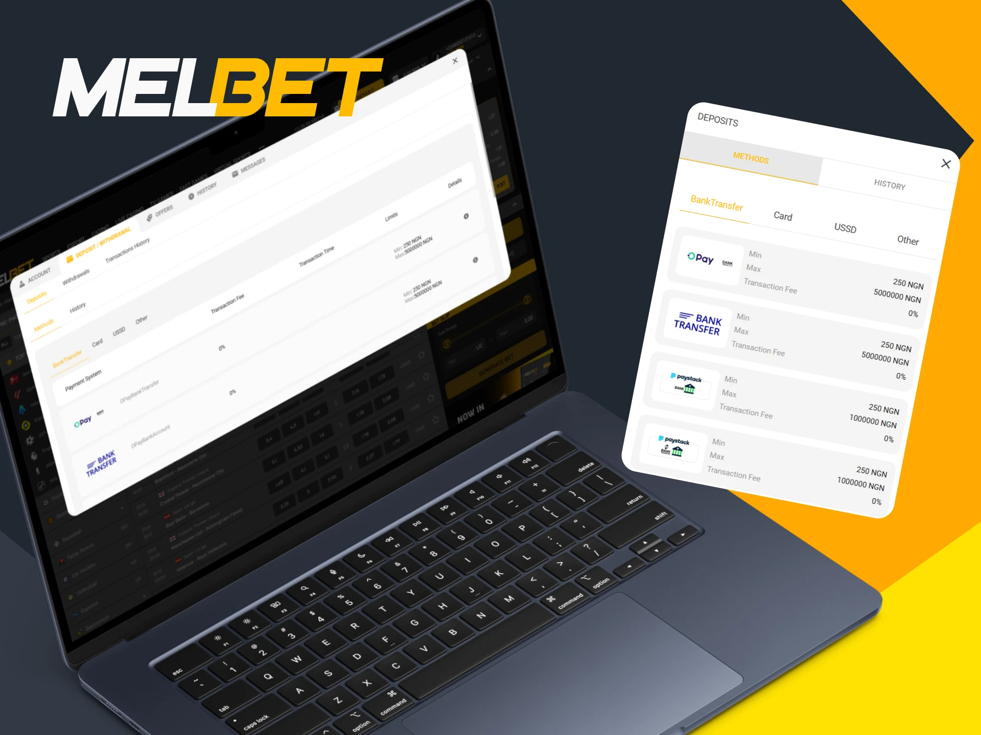 Melbet offers various payment methods for depositing.