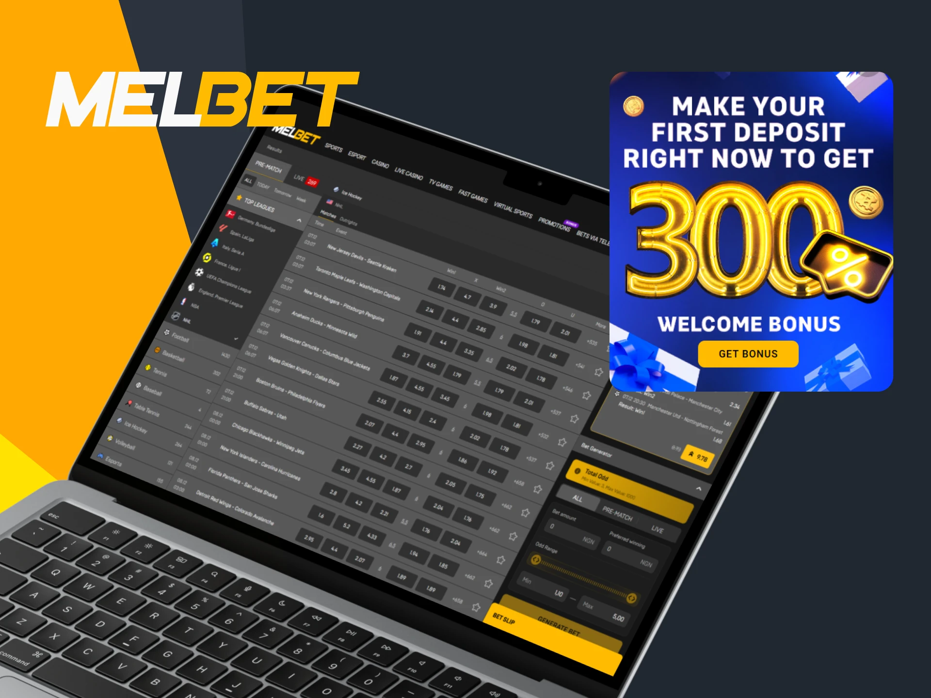 Make your first deposit and get a welcome bonus at Melbet.