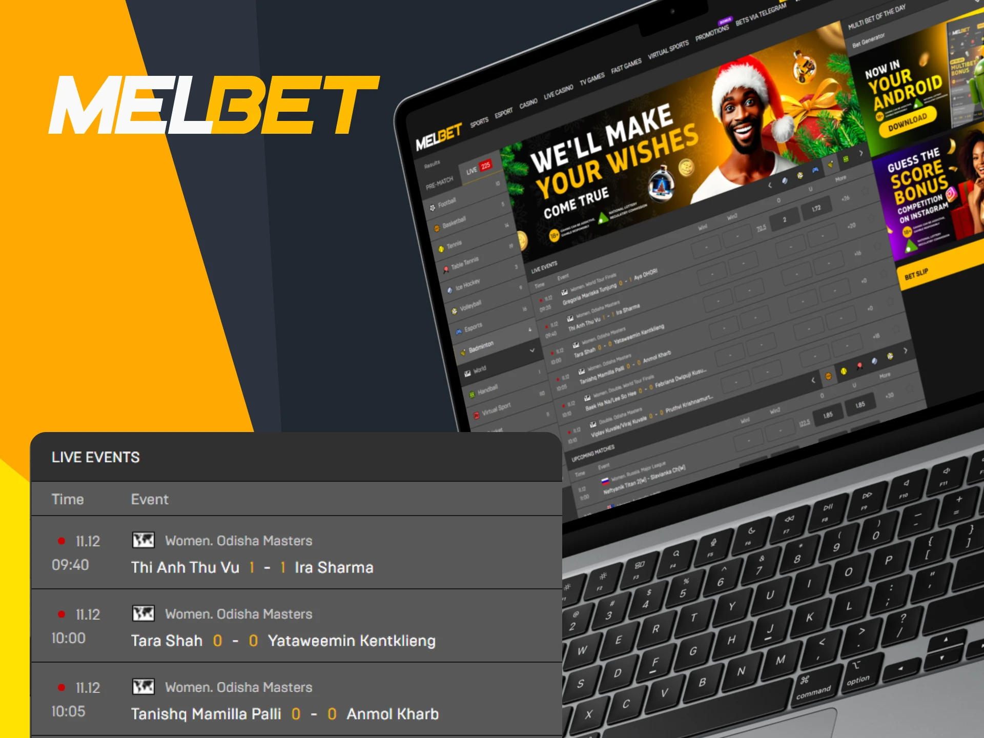 Melbet offers live betting on badminton.