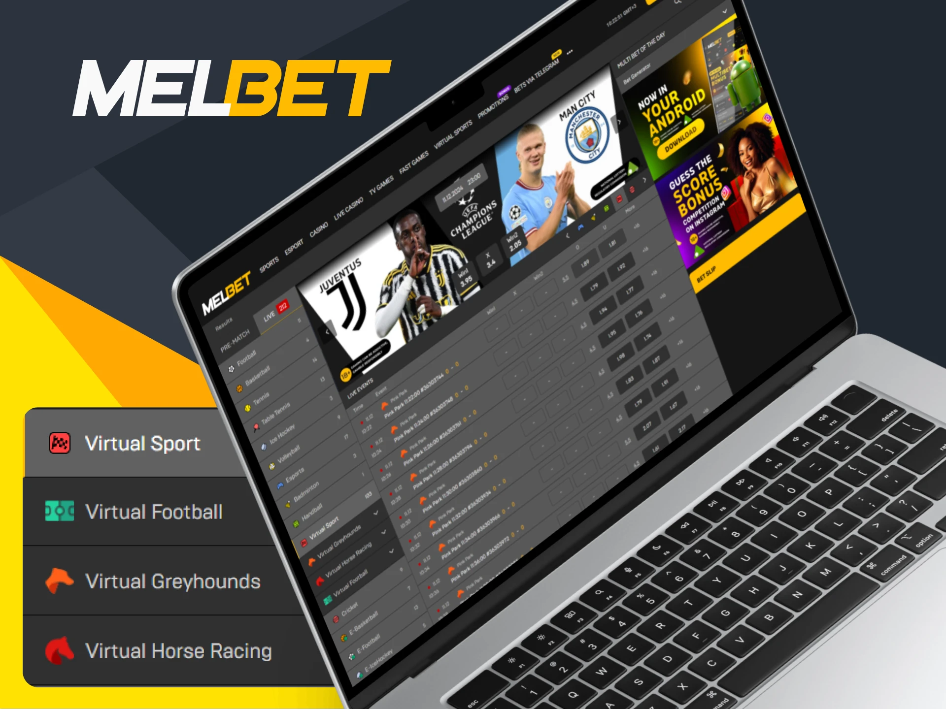 You can place live bets on virtual sports at Melbet.