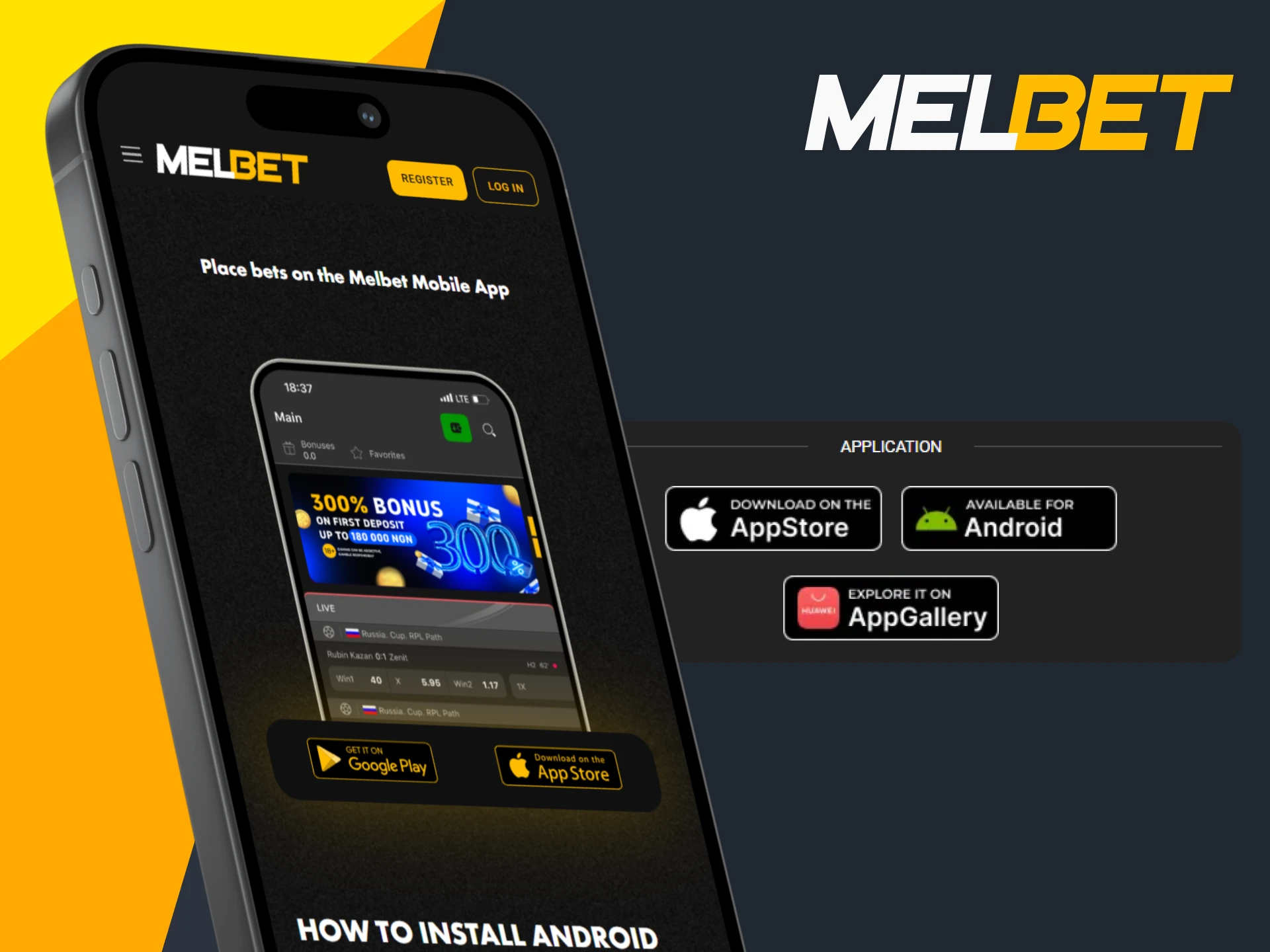 Download the Melbet app to bet on NBA games.