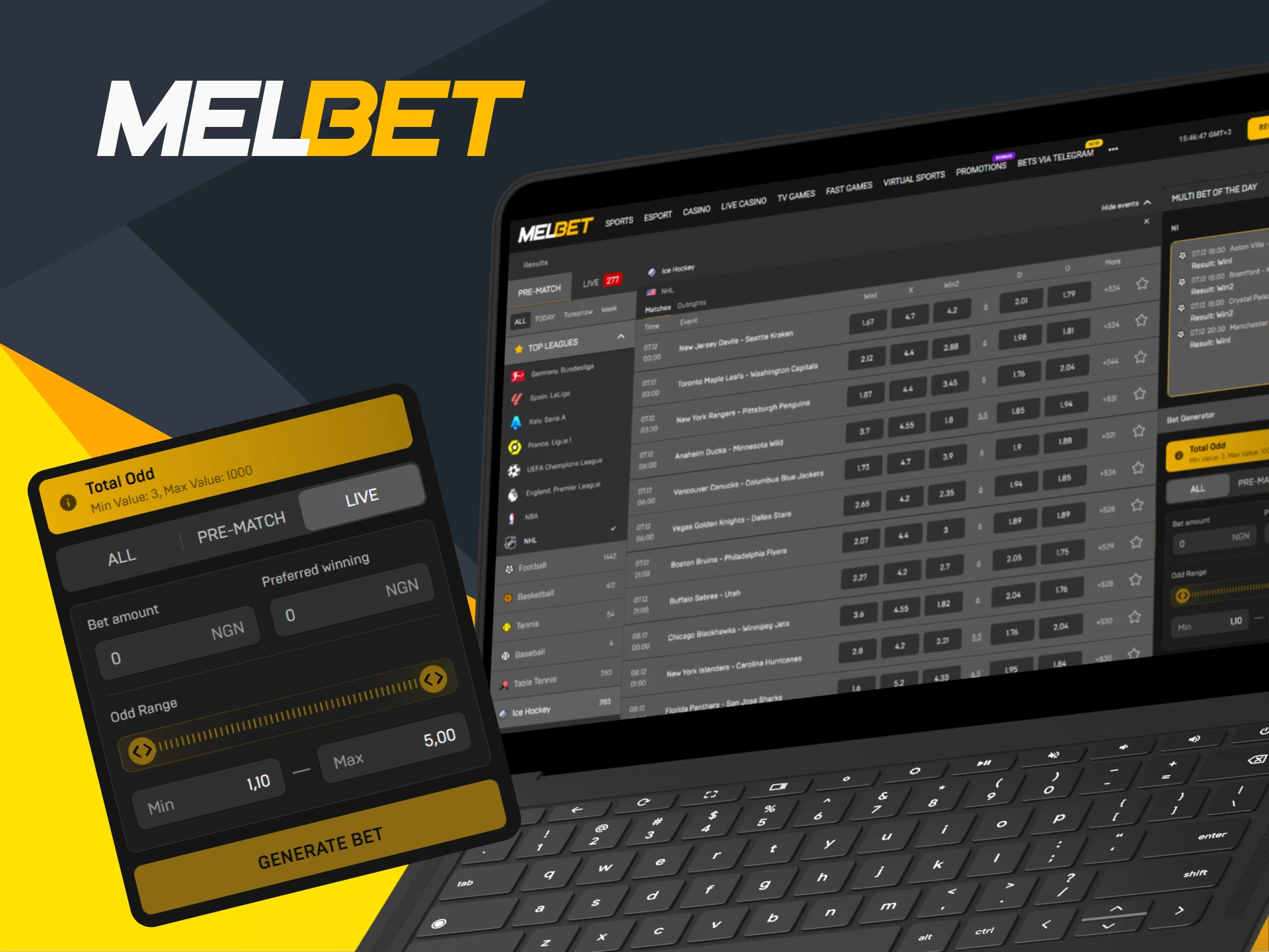 Melbet provides live betting, cash out options, statistics and other features.