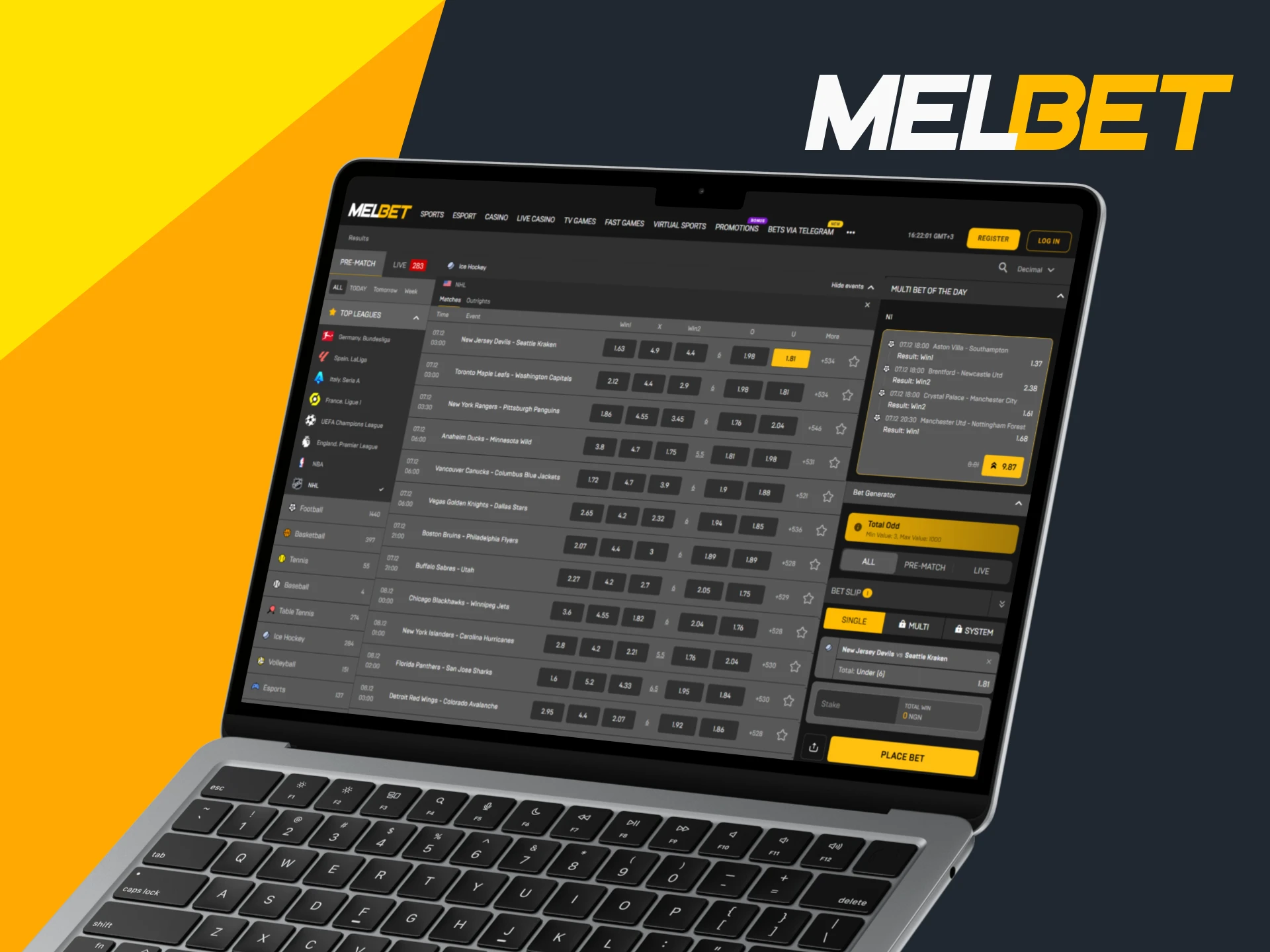 Try live betting on NHL games at Melbet.