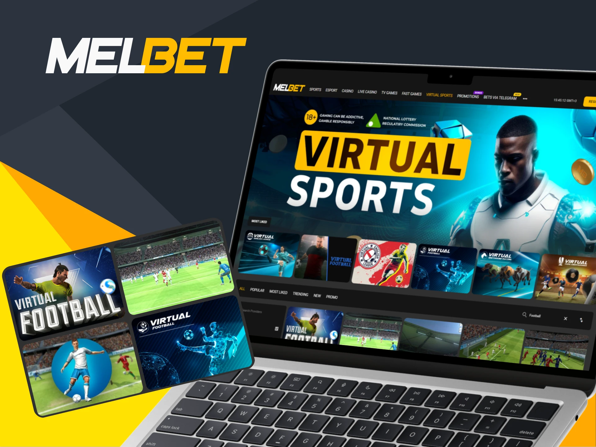 Place bets on virtual football games at Melbet.