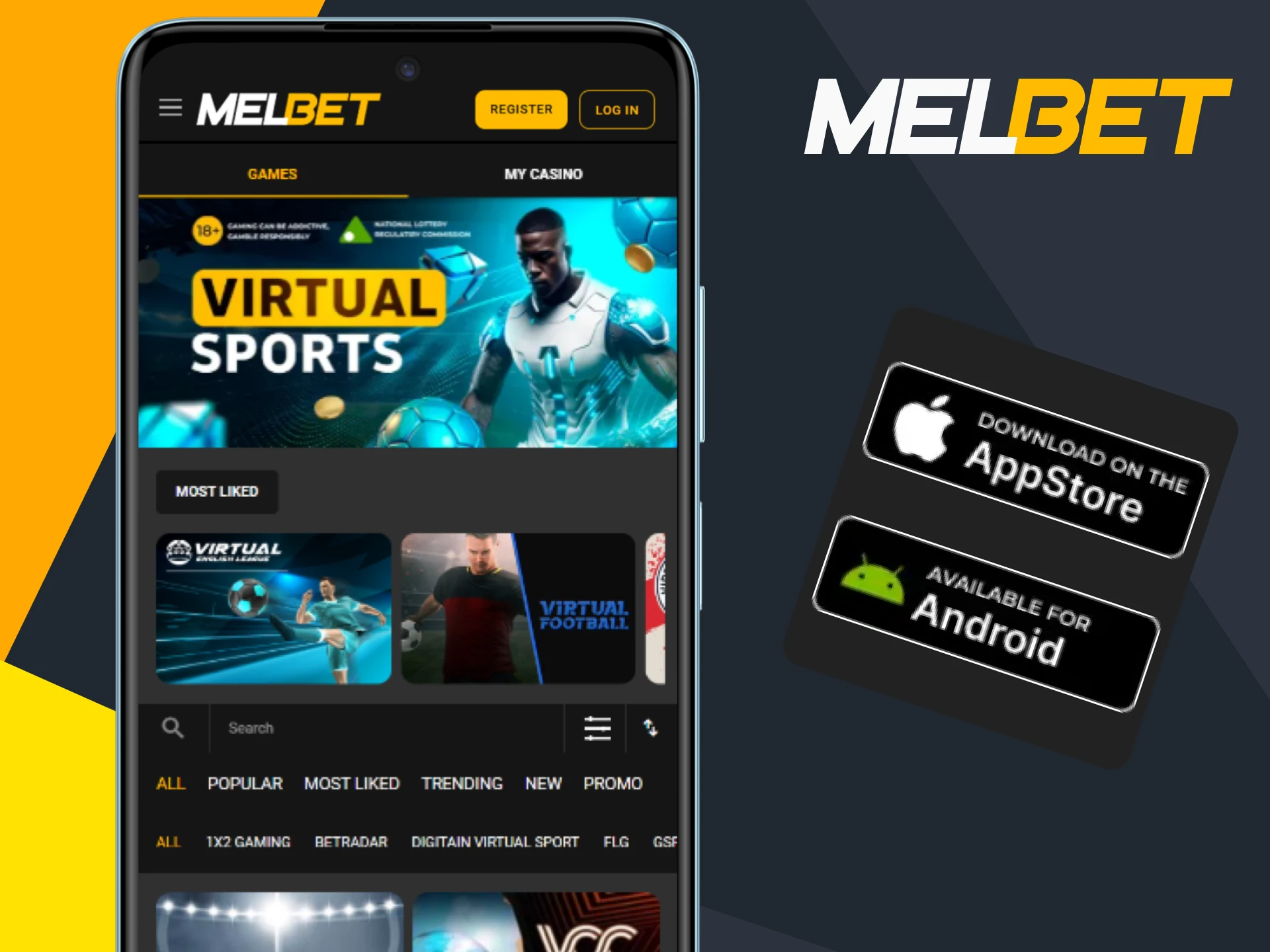 The Melbet app is available on Android and iOS.