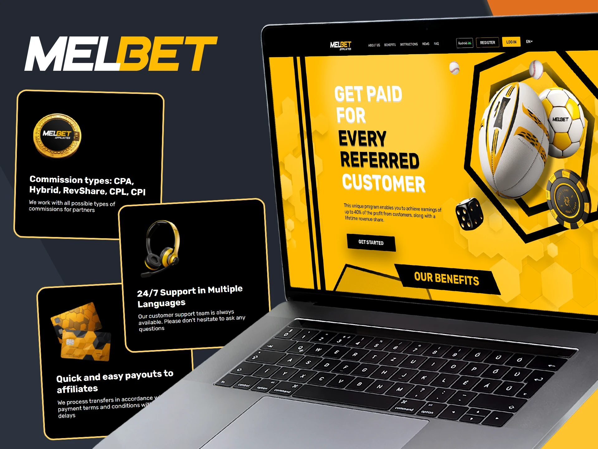 Melbet affiliate program offers partners a revenue share, various commission types and full support.
