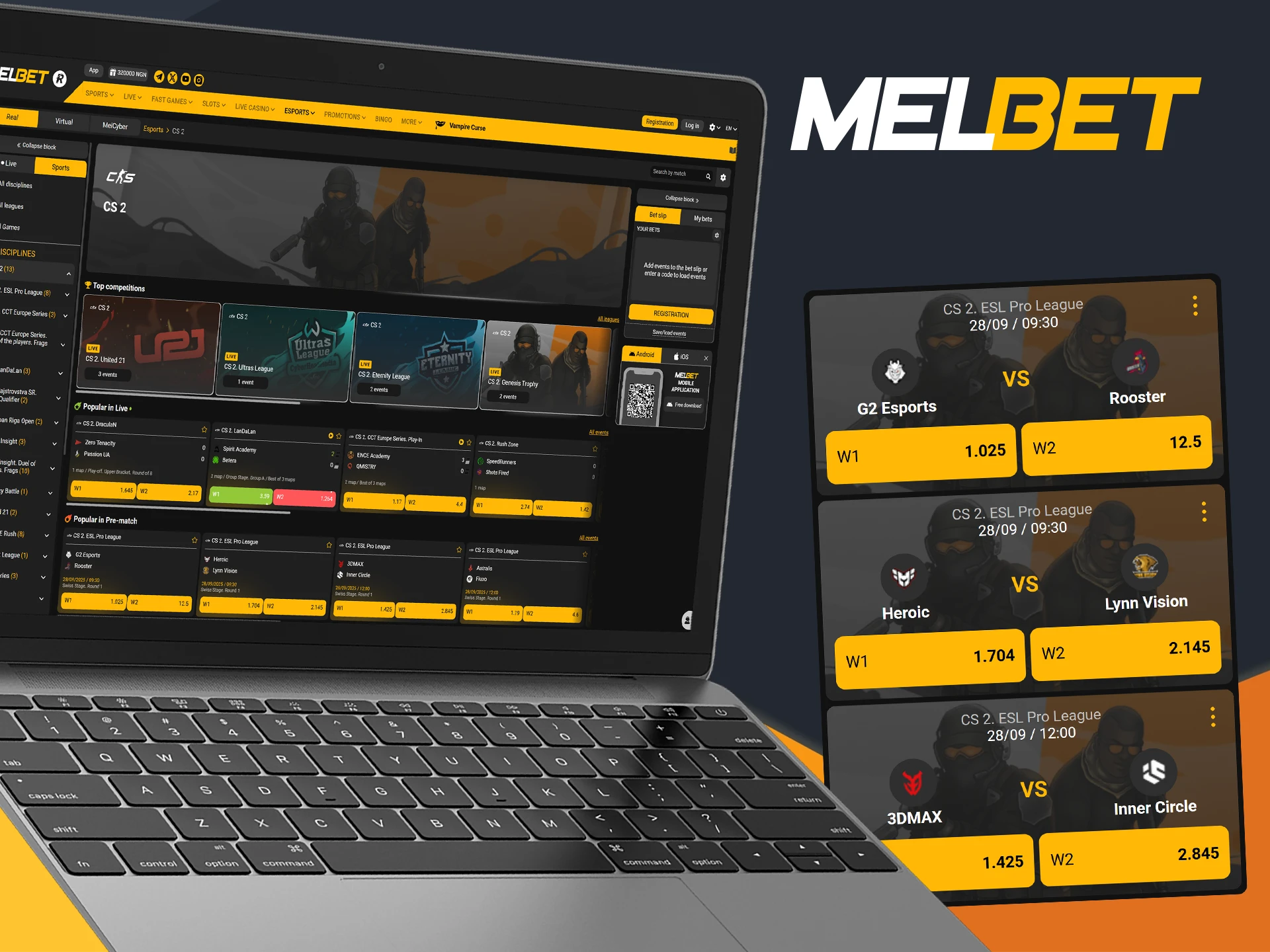 Place your bets on major Counter-Strike 2 esports tournaments at Melbet.