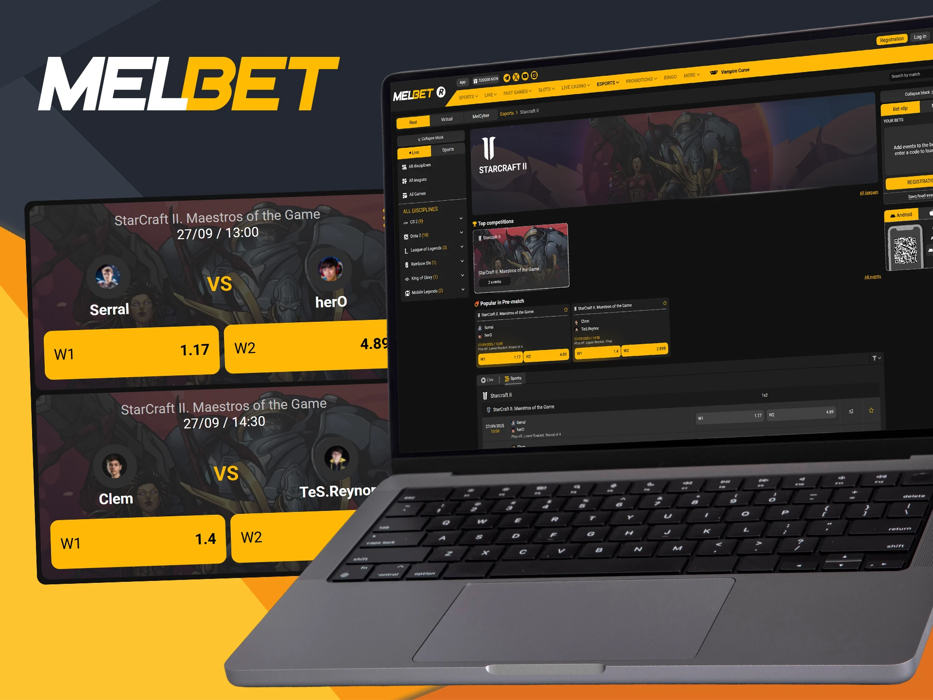 Place your bets on the main StarCraft 2 events at Melbet.