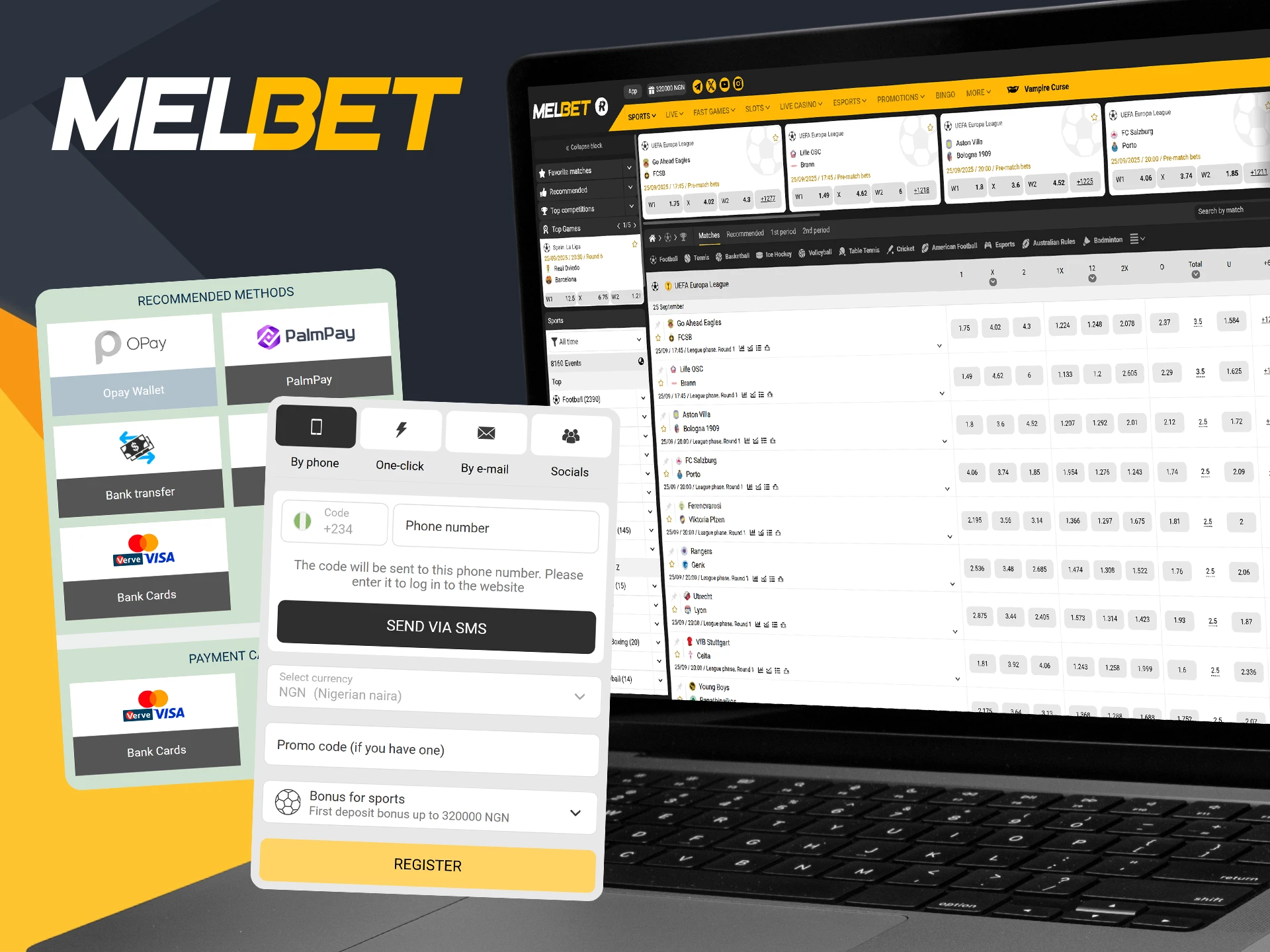 Register and fund your Melbet account to start betting instantly.