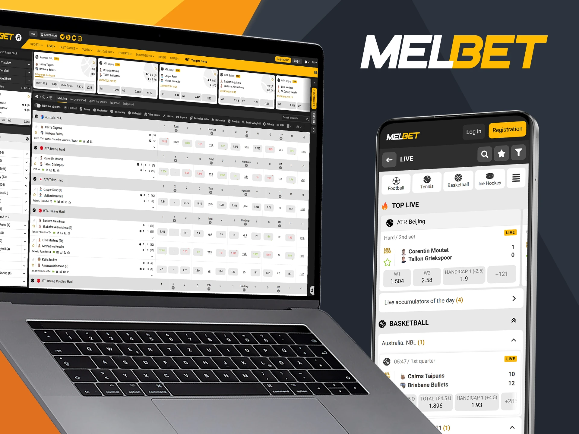 Melbet provides live betting with streaming for a range of popular sports.