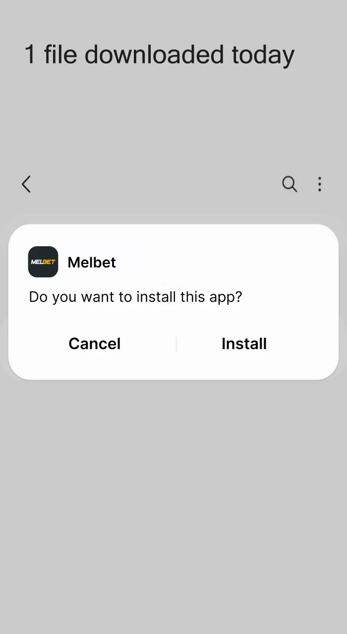 Complete the installation of the Melbet app on Android.
