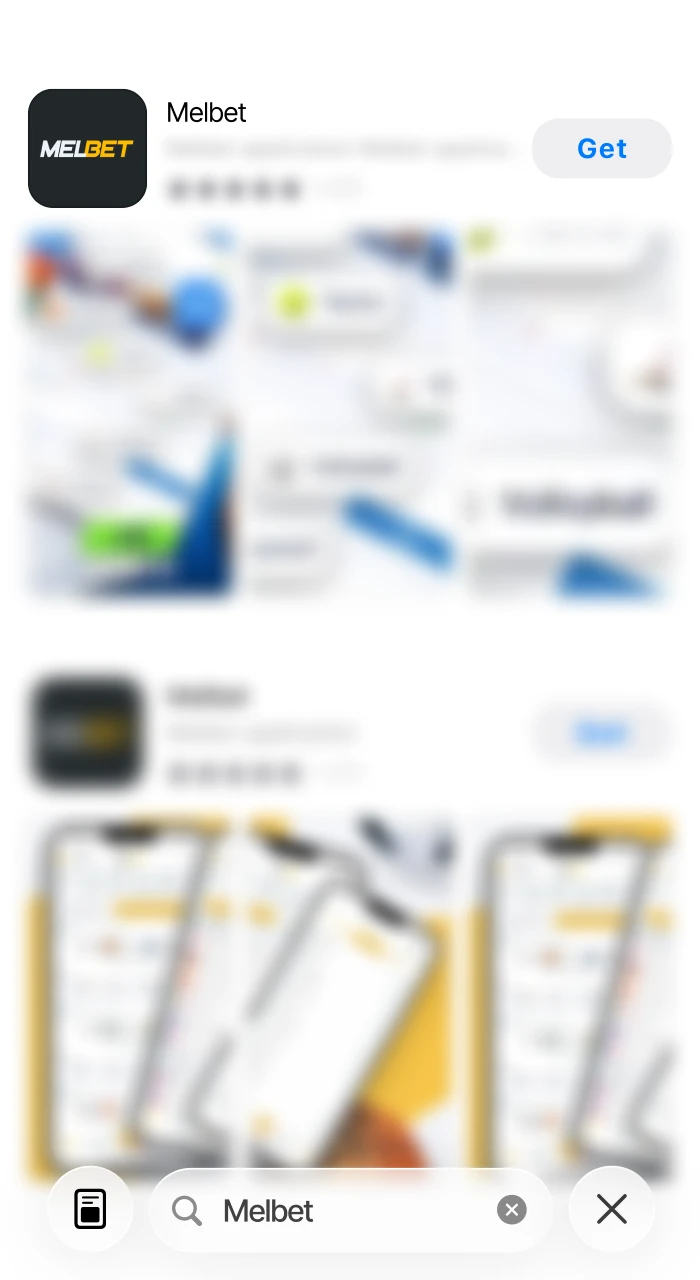 Search for and select the Melbet app on your iOS.