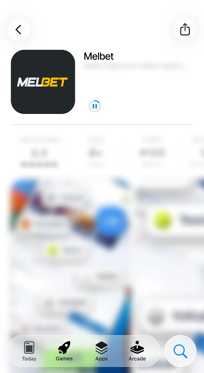 Wait for the installation to finish, then open and play the Melbet app on iOS.