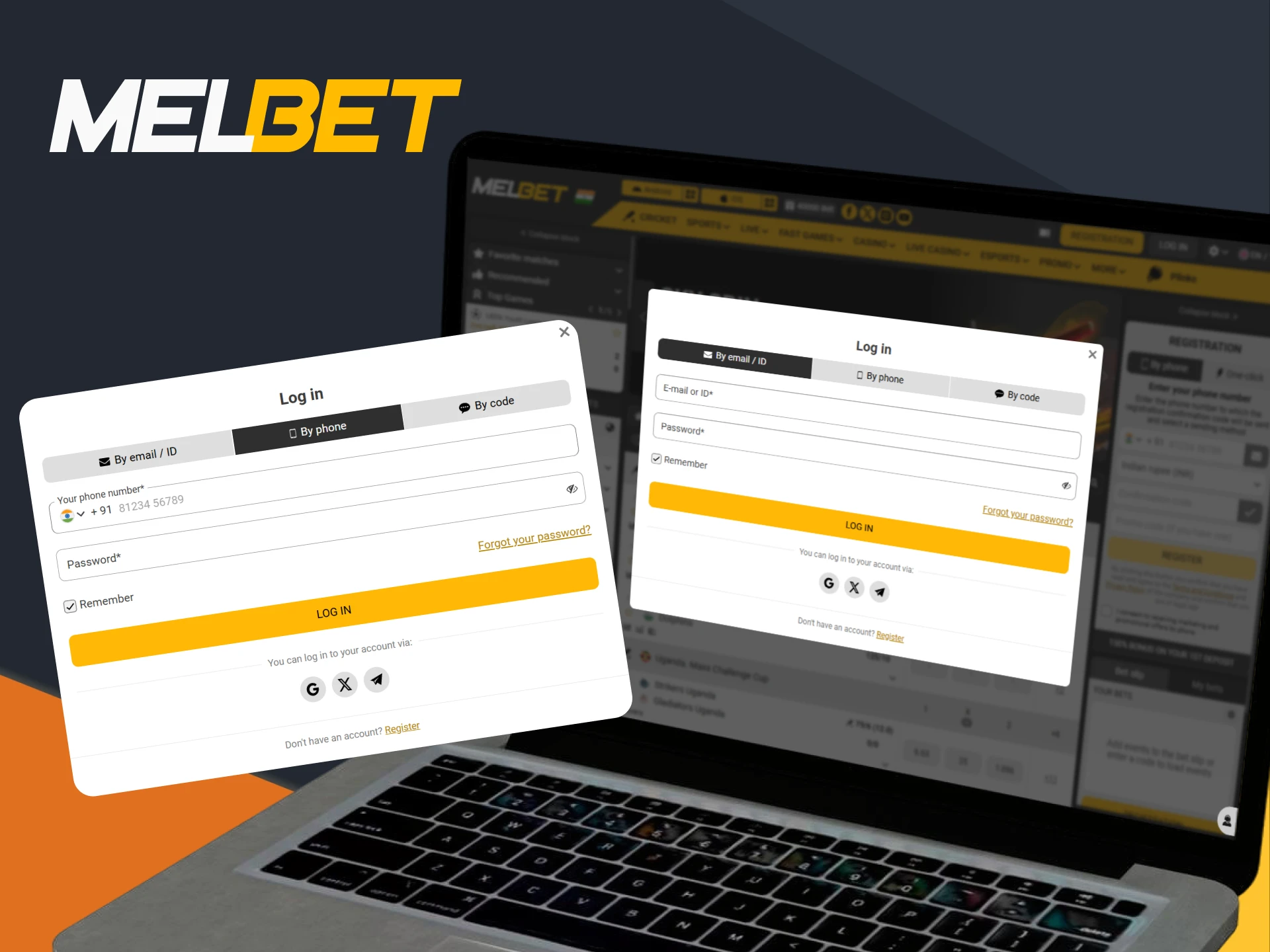 Access your account login on Melbet and start betting.