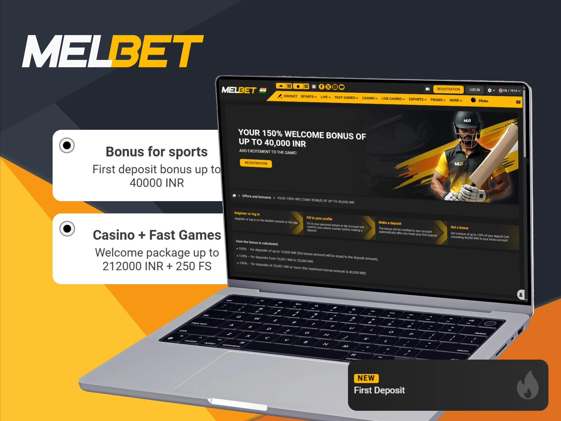 Claim your welcome bonus right after registration with Melbet.