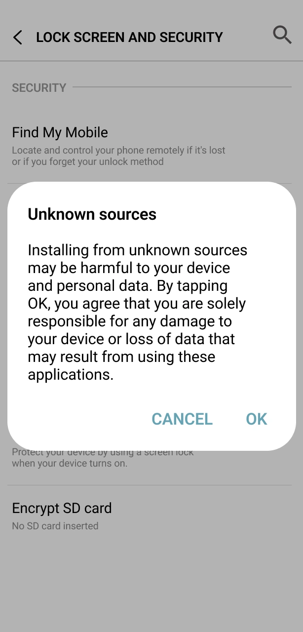 Enable the Unknown Sources setting in your Android security menu to allow the Melbet installation.