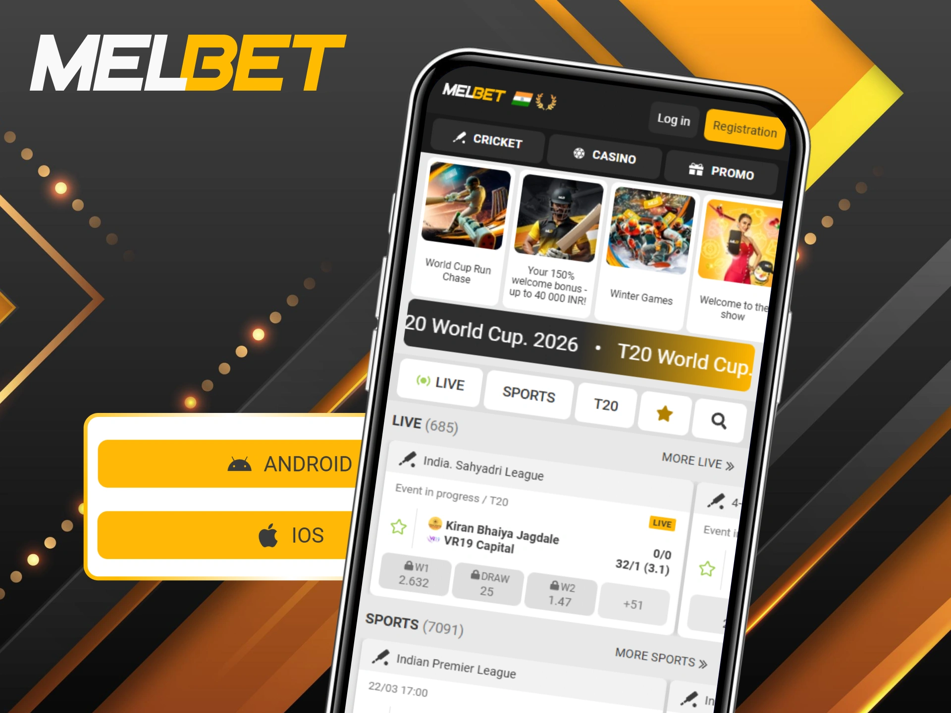 Get the latest version of the app to update Melbet for free.