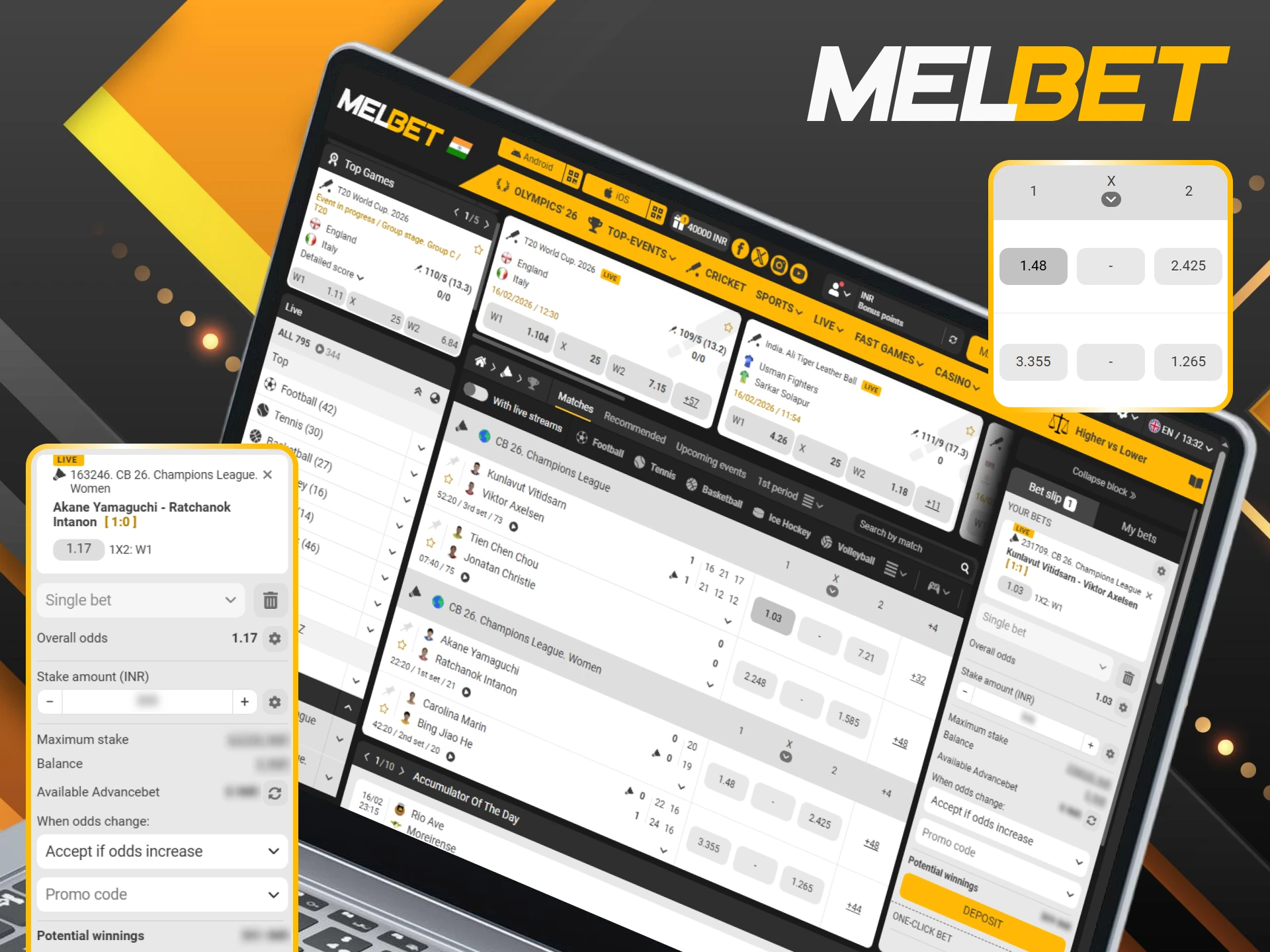 Follow our guide on how to start betting on badminton with Melbet.