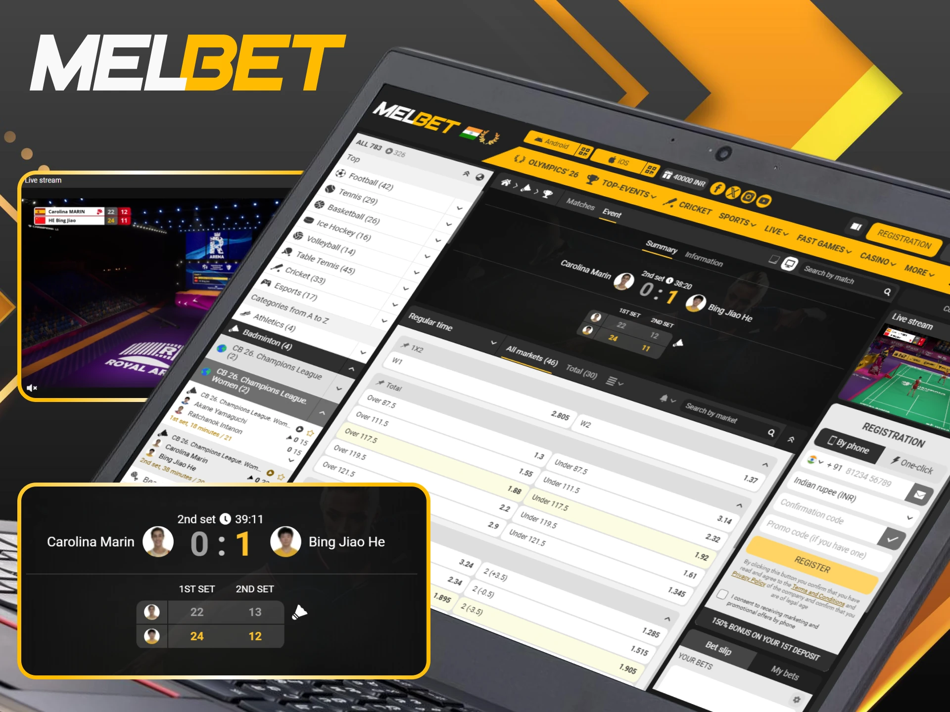Watch the shuttlecock fly and place badminton live bets at Melbet for instant wins.