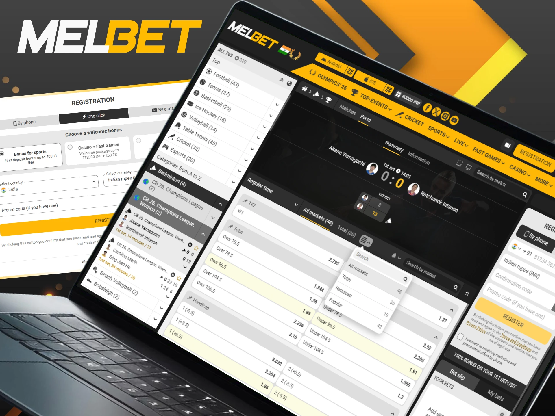 Complete the Melbet registration for Indian users to access elite badminton markets.