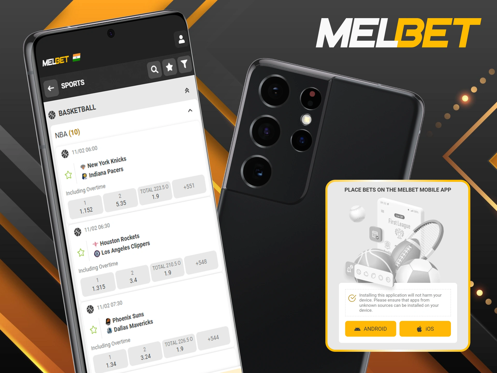 Download the official app for Melbet Basketball NBA betting on mobile.