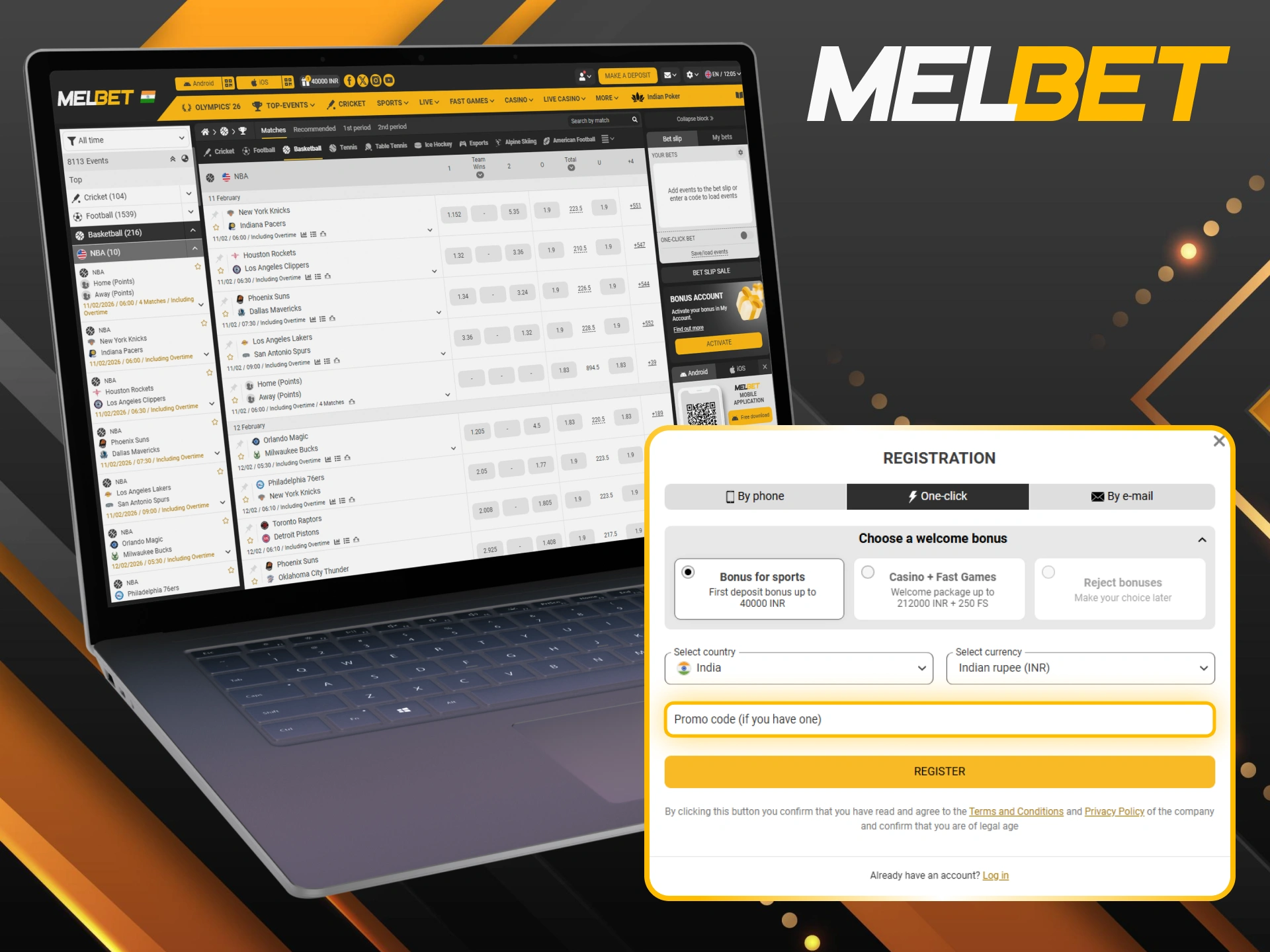Activate the promo code to unlock rewards for Melbet Basketball NBA.