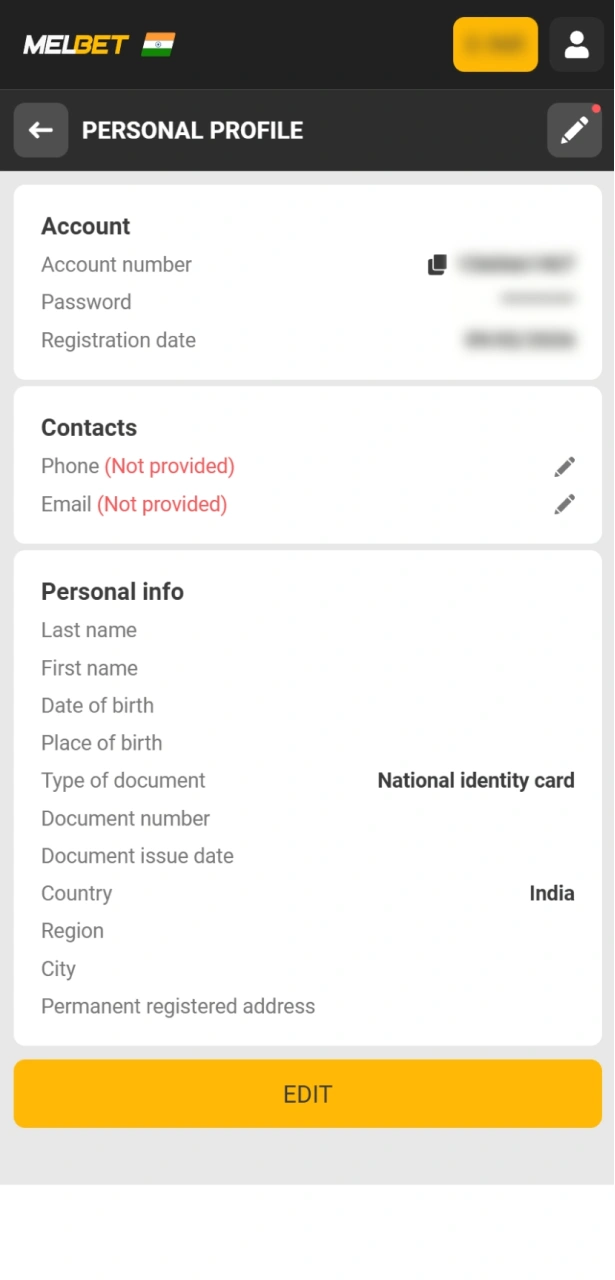 Complete Your Melbet Profile by filling in personal details for bonus eligibility.