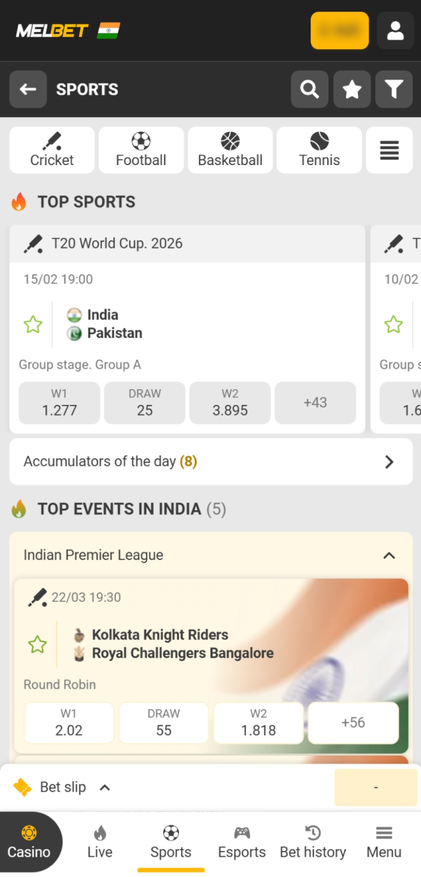 Place Bets or Use Bonus funds by meeting the specific Melbet's wagering requirements on sports or casino.