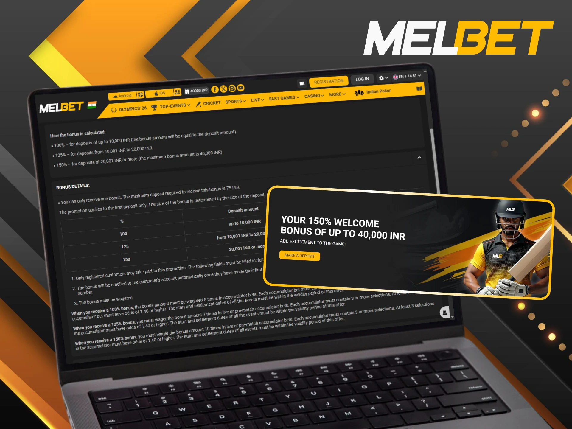 Review the wagering requirements for the first deposit bonus at Melbet to withdraw.