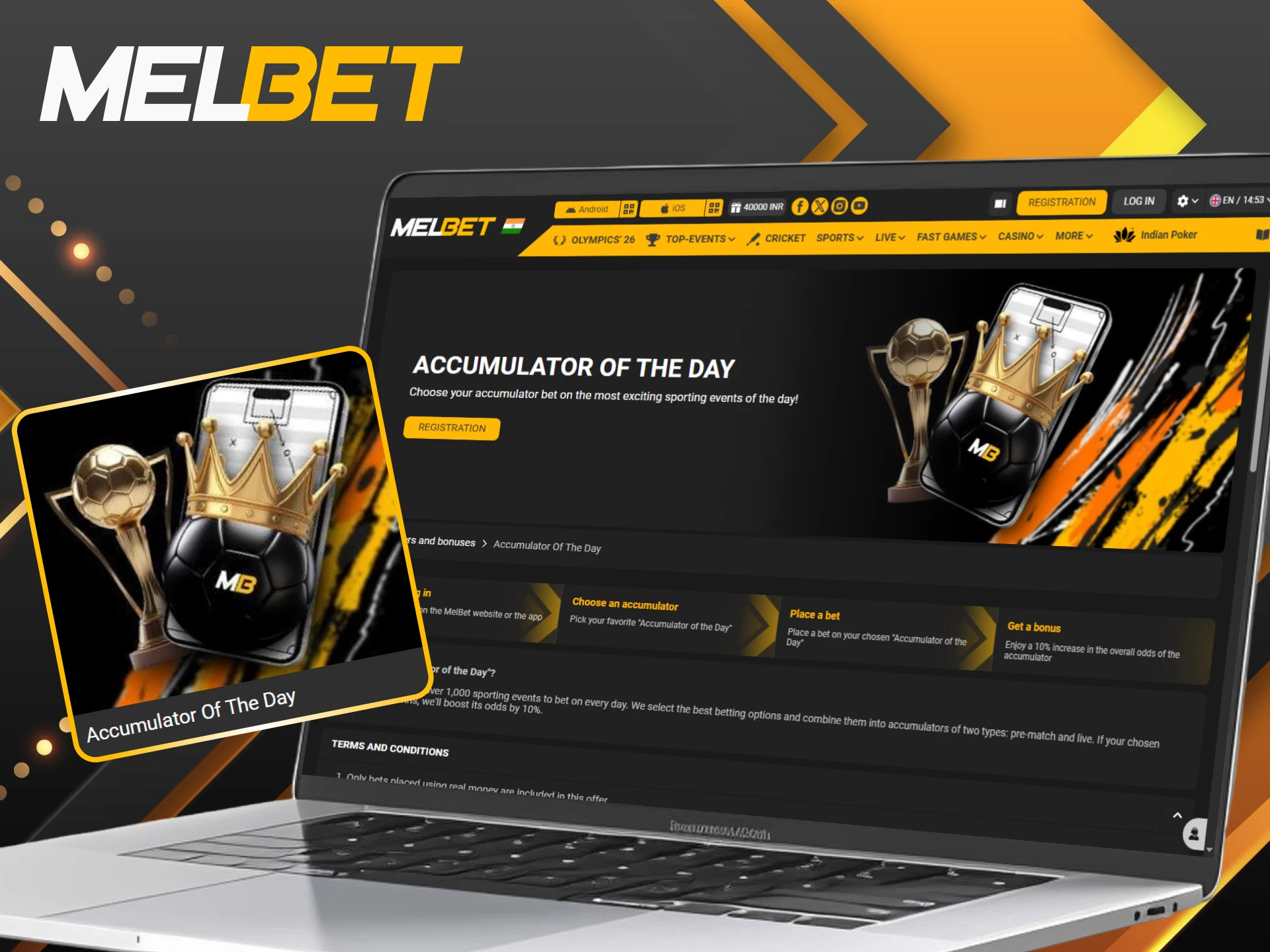 Boost your odds with the accumulator of the day at Melbet sports betting.